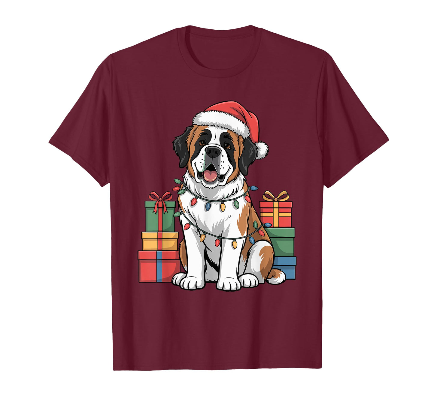 Cute Saint Bernard Christmas Design Funny Dog Lover Holiday T-Shirt