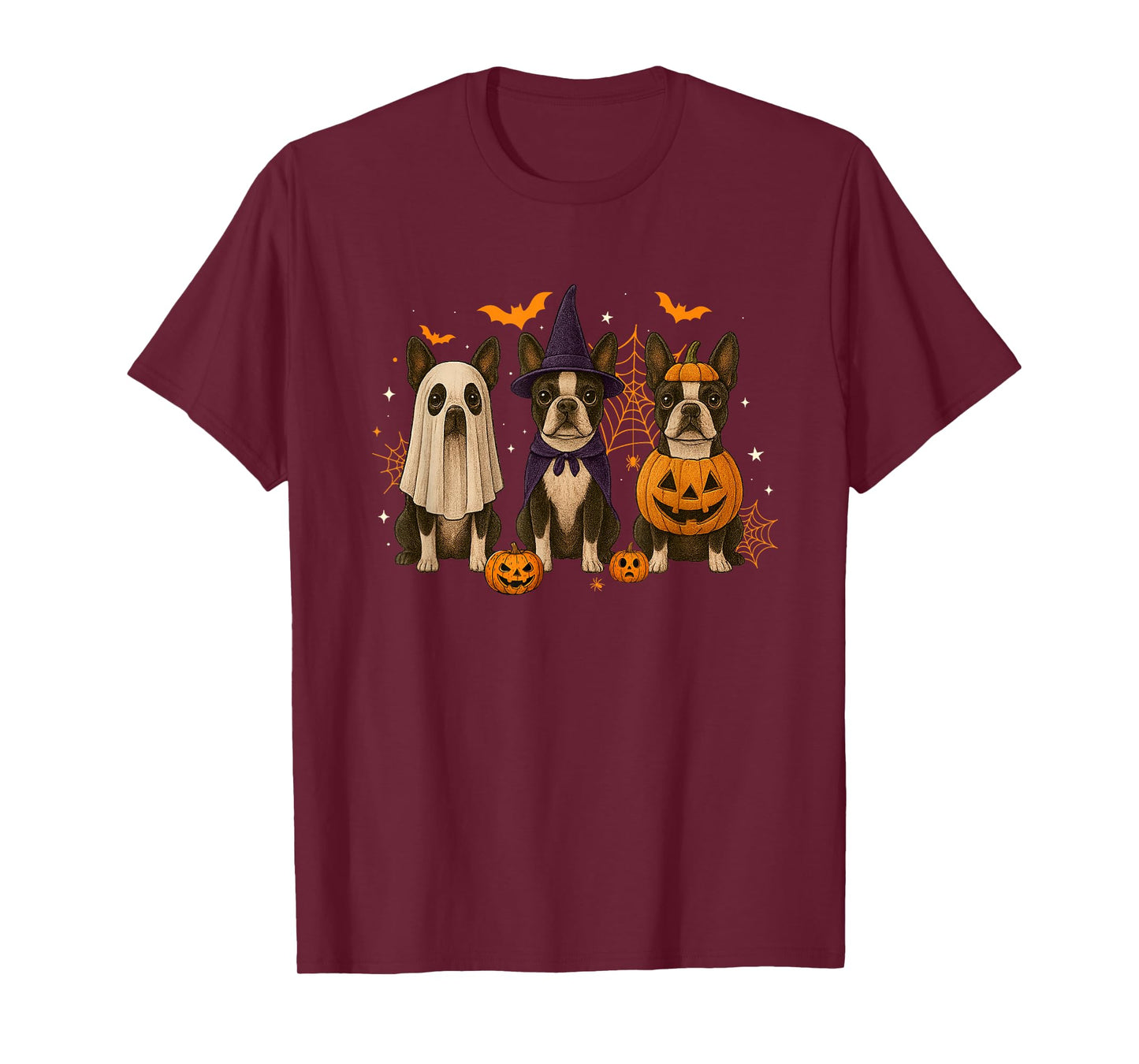 Funny Terrier Dog Ghost Witch Pumpkin Halloween Costume T-Shirt