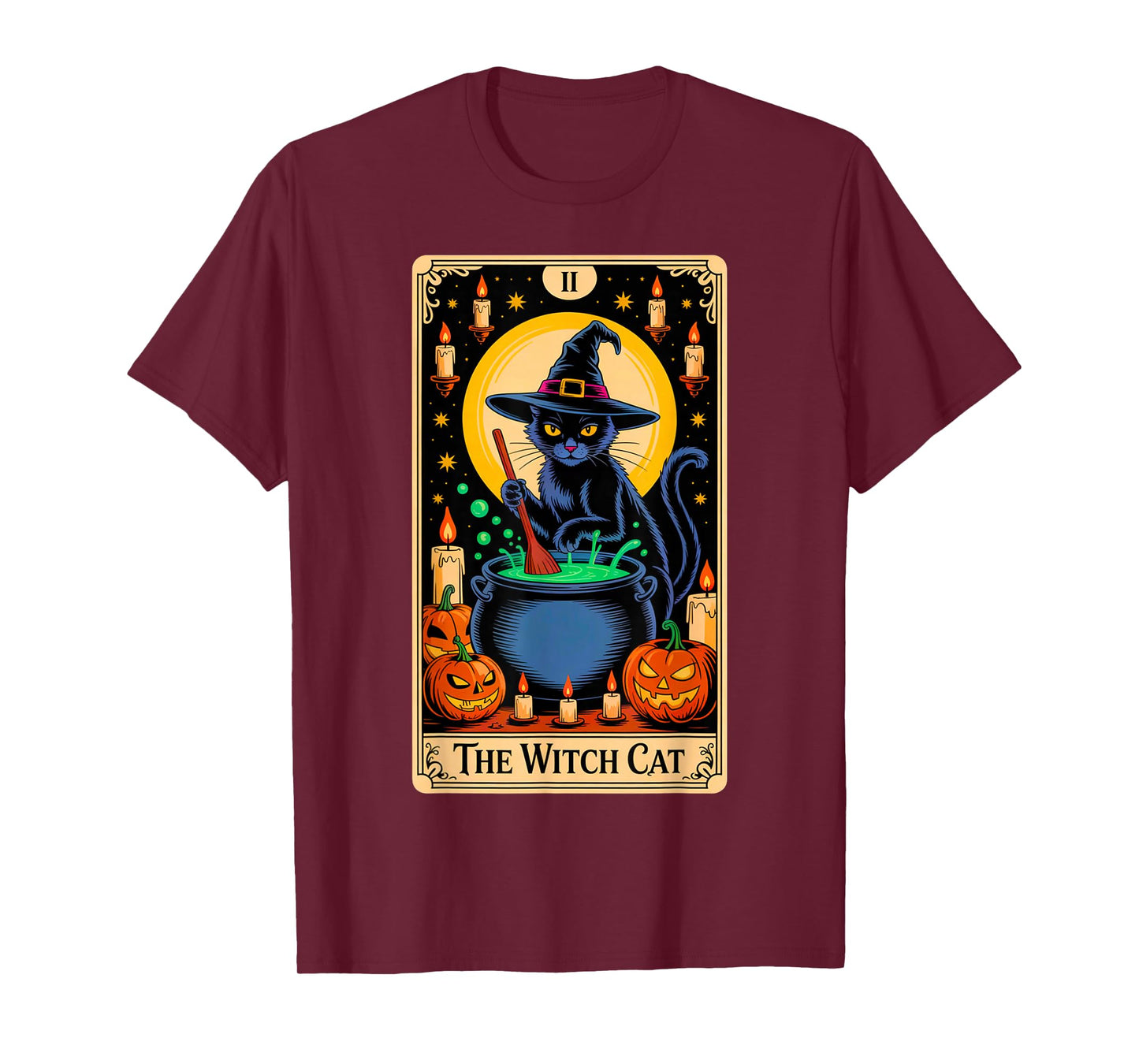 The Witch Cat Halloween Tarot Card Costume Kitten Cat Lover T-Shirt