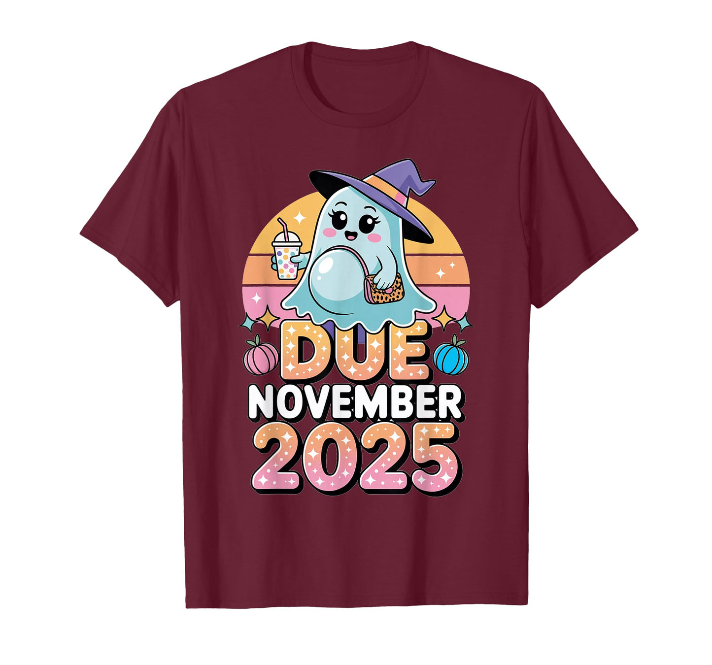 Halloween Pregnant Due November 2025 Mama Ghost Baby Mom T-Shirt