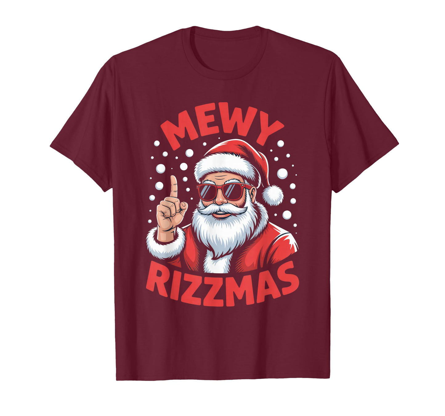 Mewy Rizzmas Santa Lovers Funny Christmas Holiday Tee T-Shirt