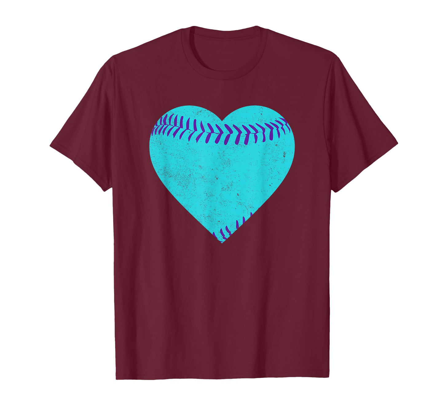 Vintage Teal and Purple Baseball Heart T-Shirt