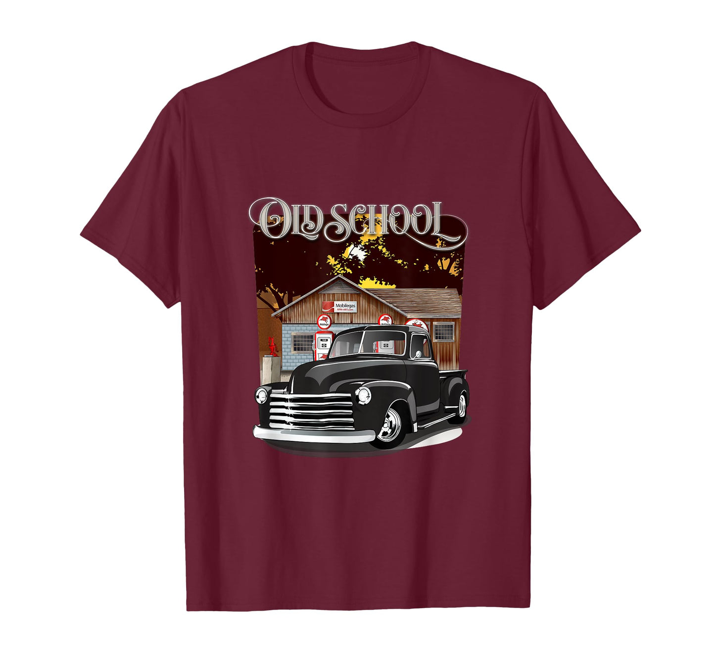1948 Classic Truck with Old School Service Station Design T-Shirt