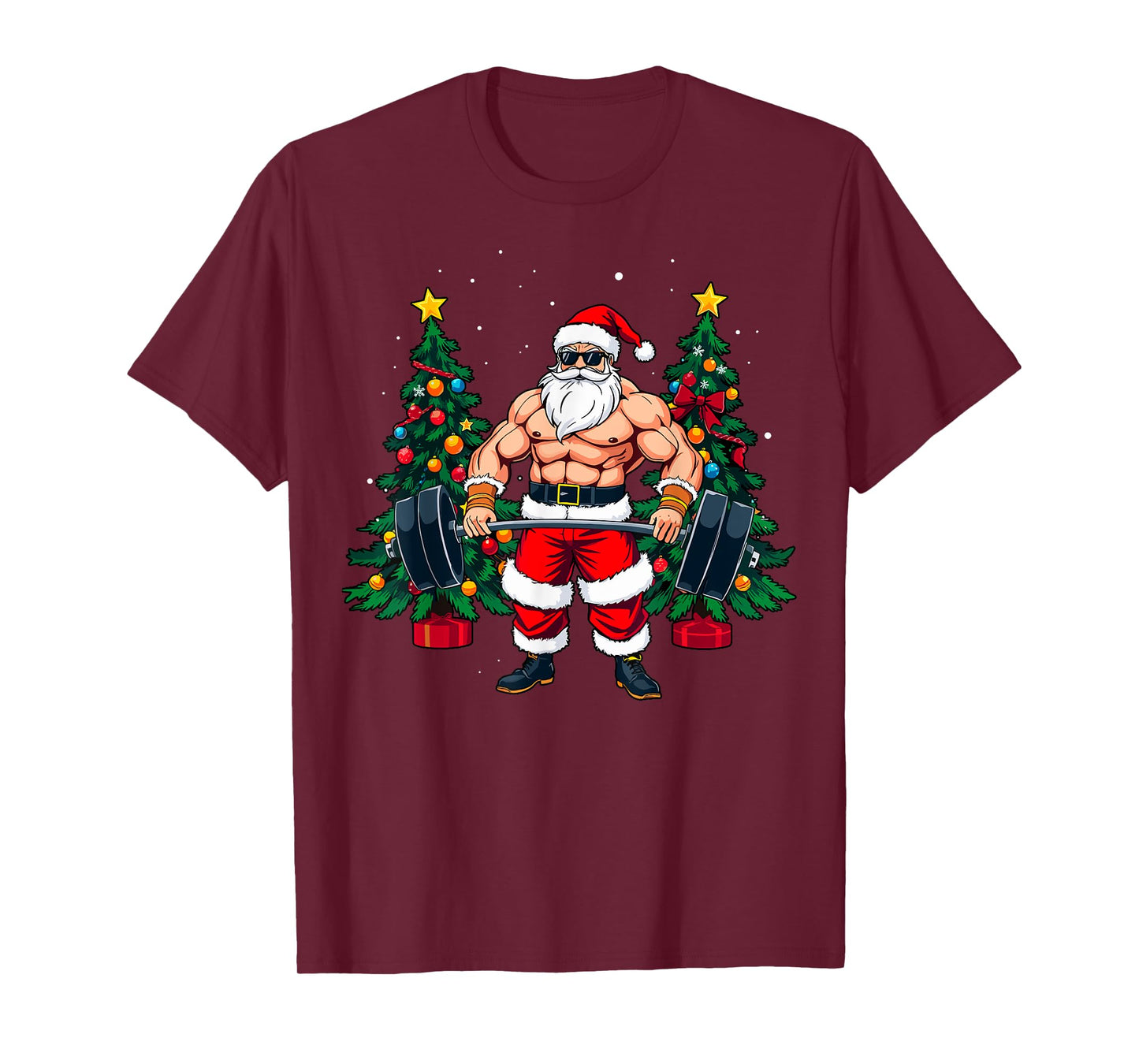 Muscle Santa Weightlifter Christmas Powerlifting Xmas Gym T-Shirt
