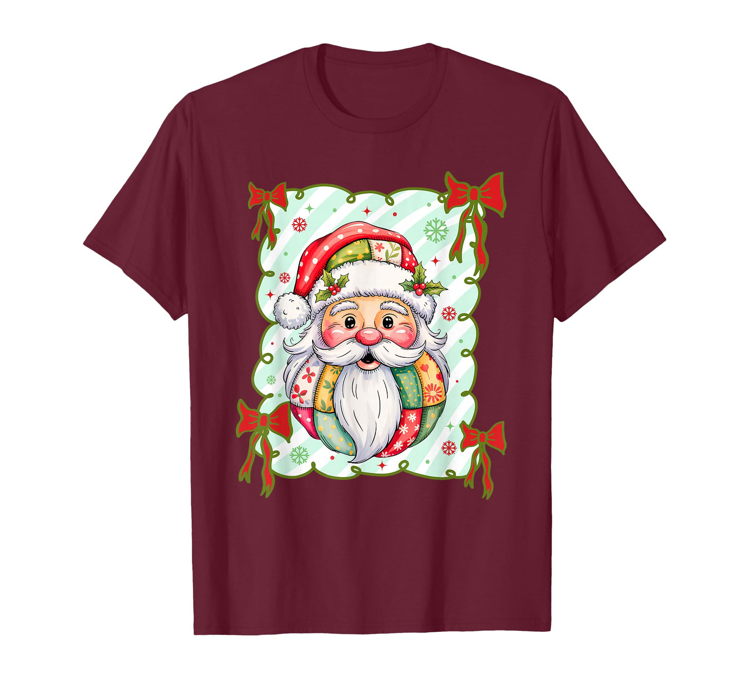 Coquette Patchwork Santa Claus Christmas, Santa Claus Xmas T-Shirt