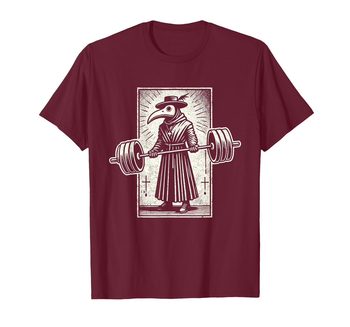 Plague Doctor Weightlifting Funny Retro Vintage Gym Workout T-Shirt