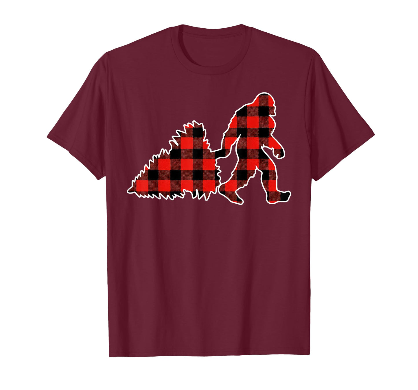 Red Buffalo Plaid Pajama Bigfoot Christmas T-Shirt