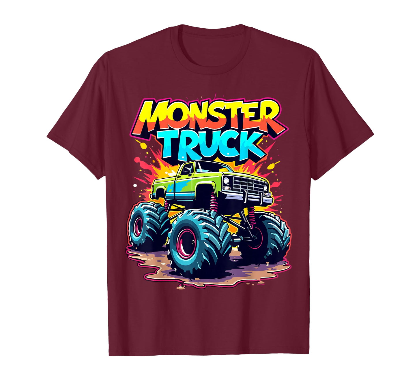 Monster Truck Birthday Party Colorful Monster Trucks T-Shirt