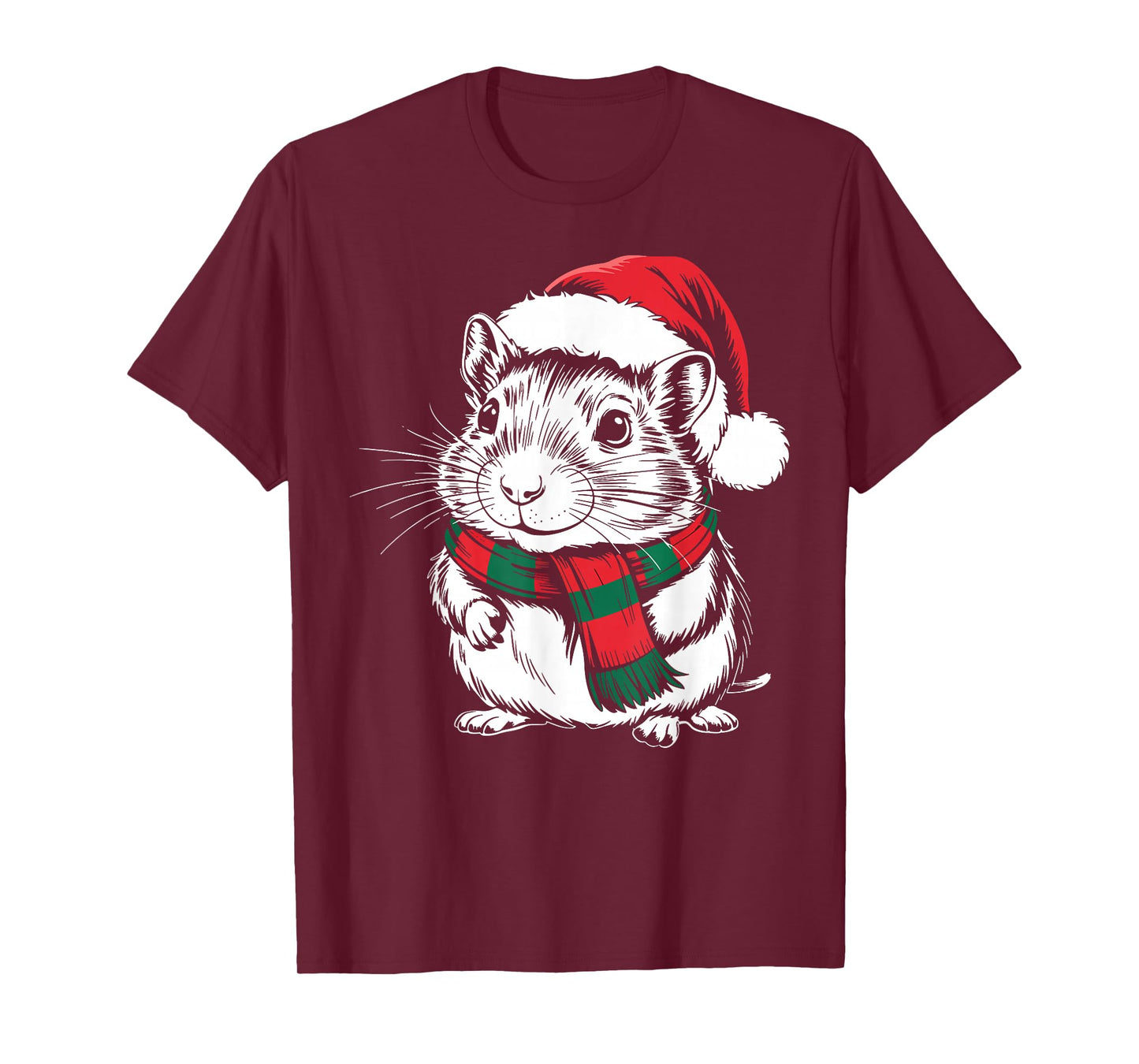 Gerbil Xmas Santa Hat Scarf Christmas Costume T-Shirt