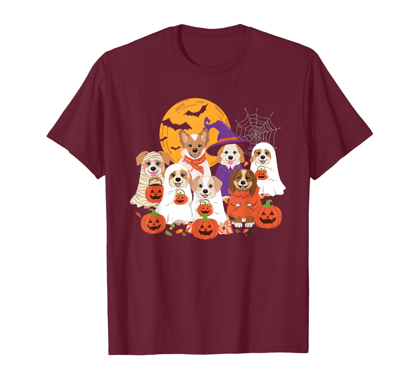 Cute Mummy Witch Ghost Halloween Dog Costume Men Women Kids T-Shirt