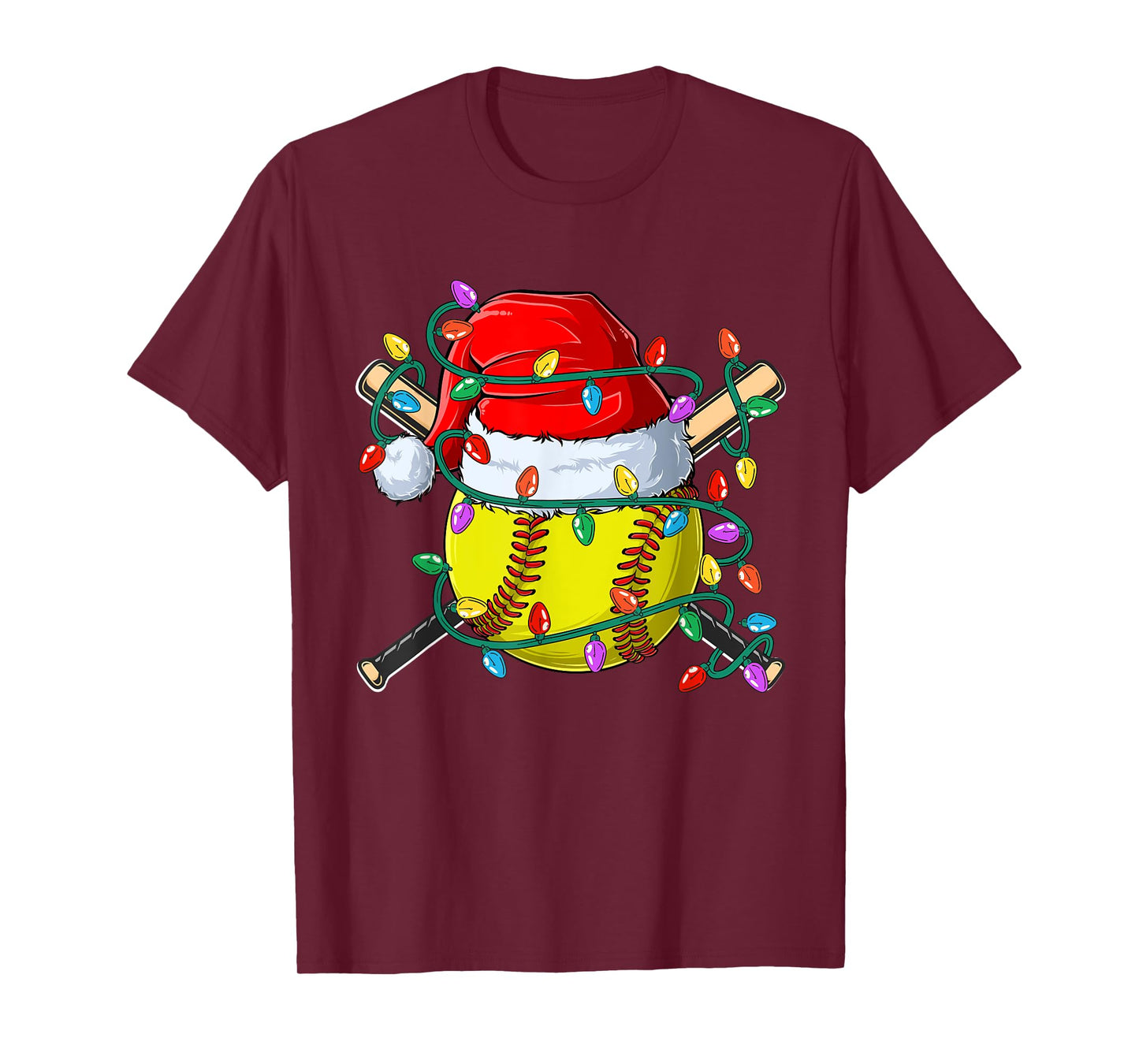 Christmas Softball Xmas Santa Sports Hat Mens Womens Kids T-Shirt