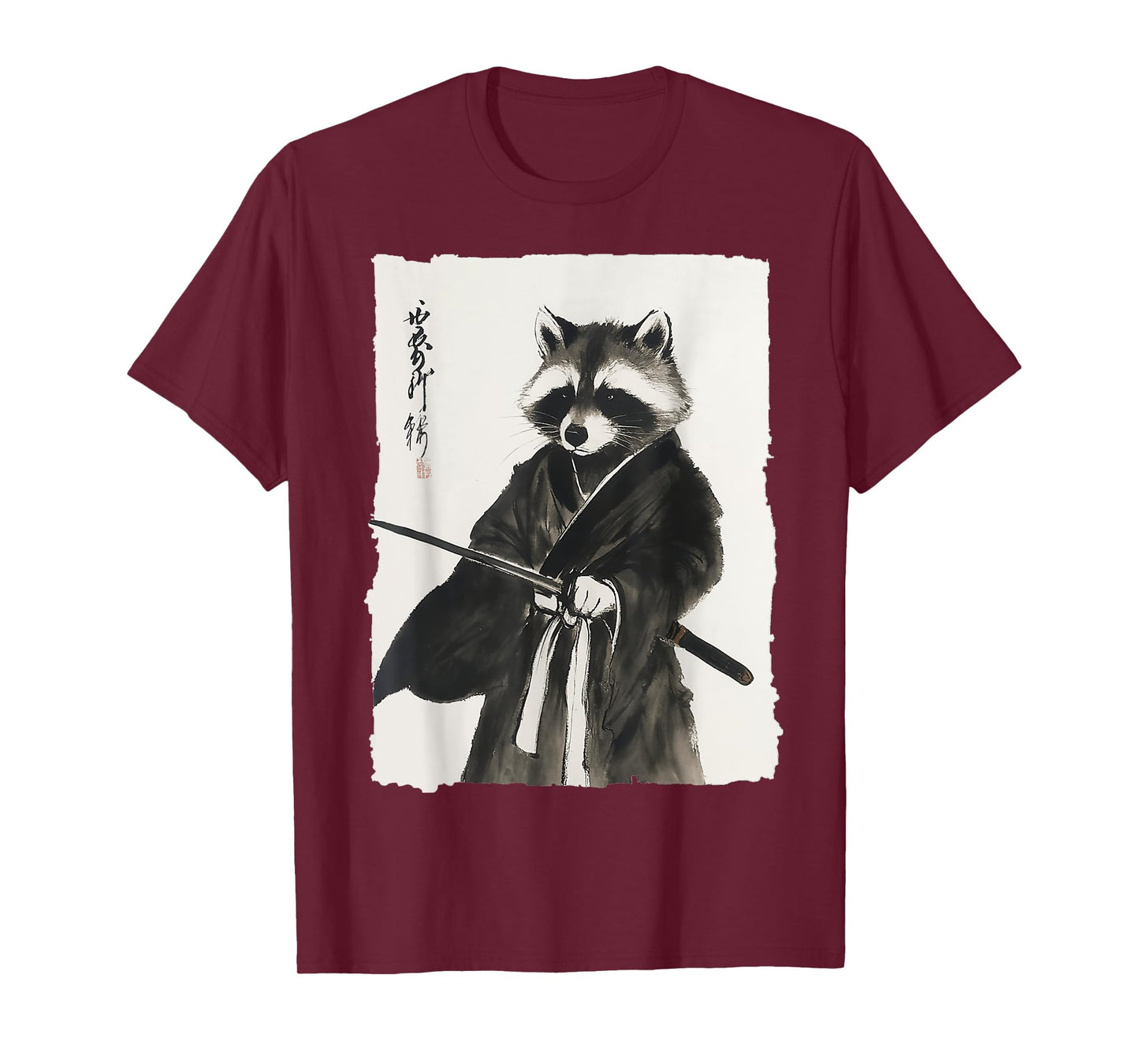 Raccoon Samurai Janpanese Vintage Warrior Art Anime Graphic T-Shirt