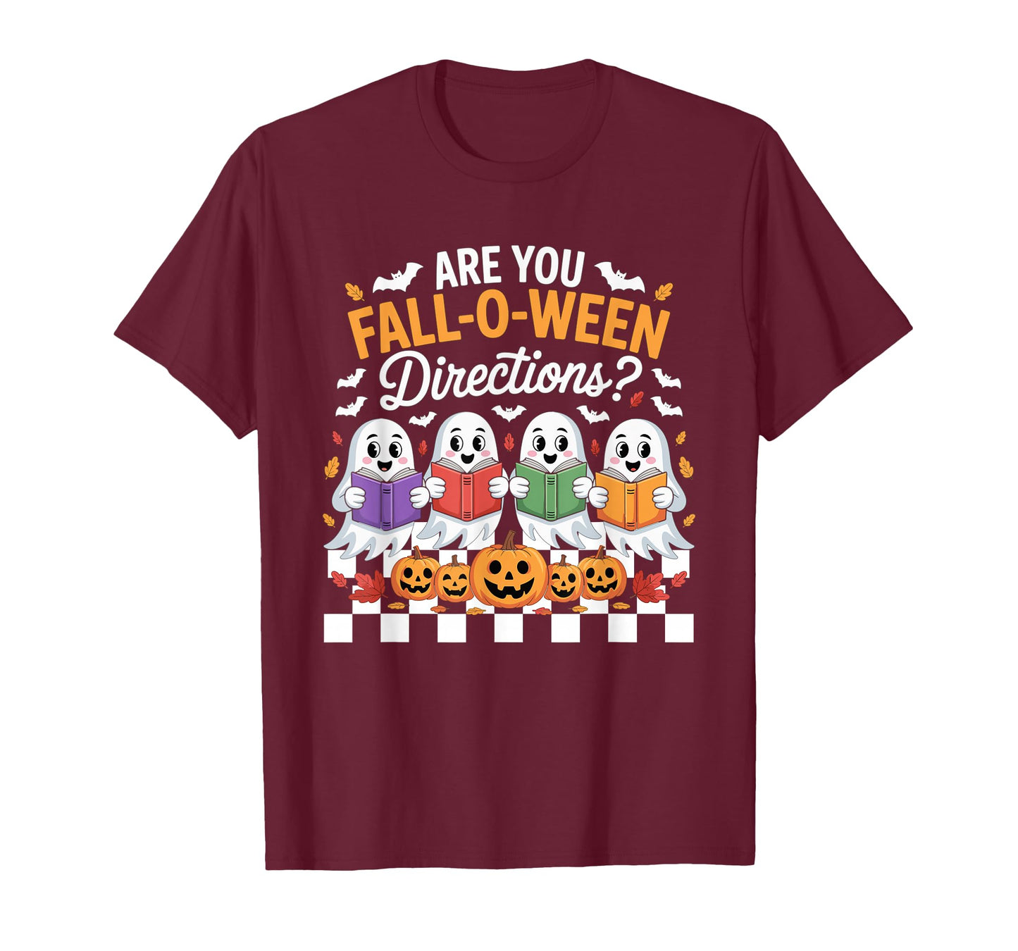 Fall-O-Ween Directions Funny Halloween Teacher Ghost Joke T-Shirt