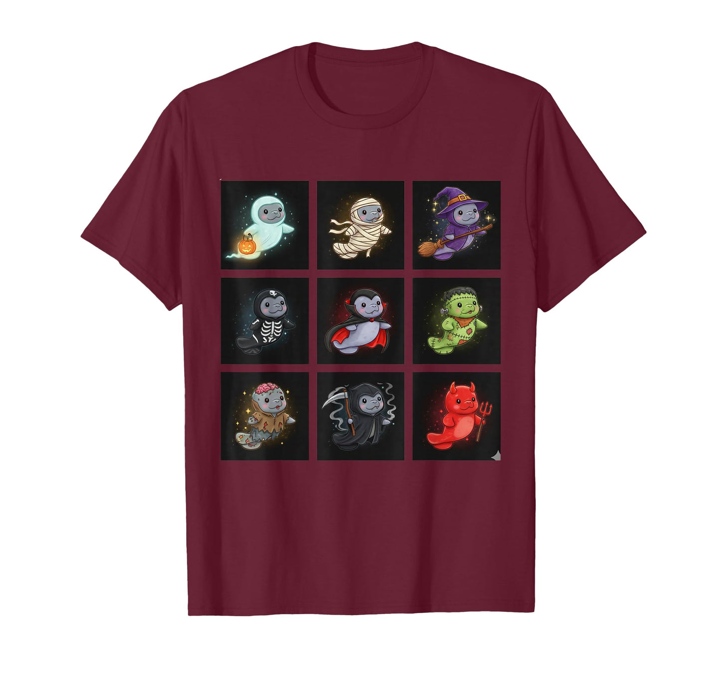 Funny Cute Manatee Boo Witch Zombie Vampire Halloween T-Shirt