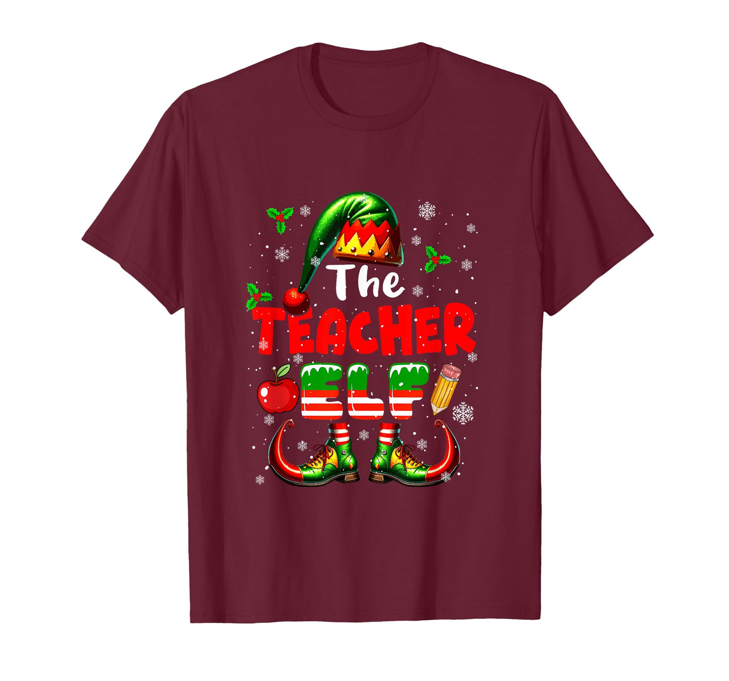The Teacher Elf Christmas Funny Job Team Matching Parties T-Shirt