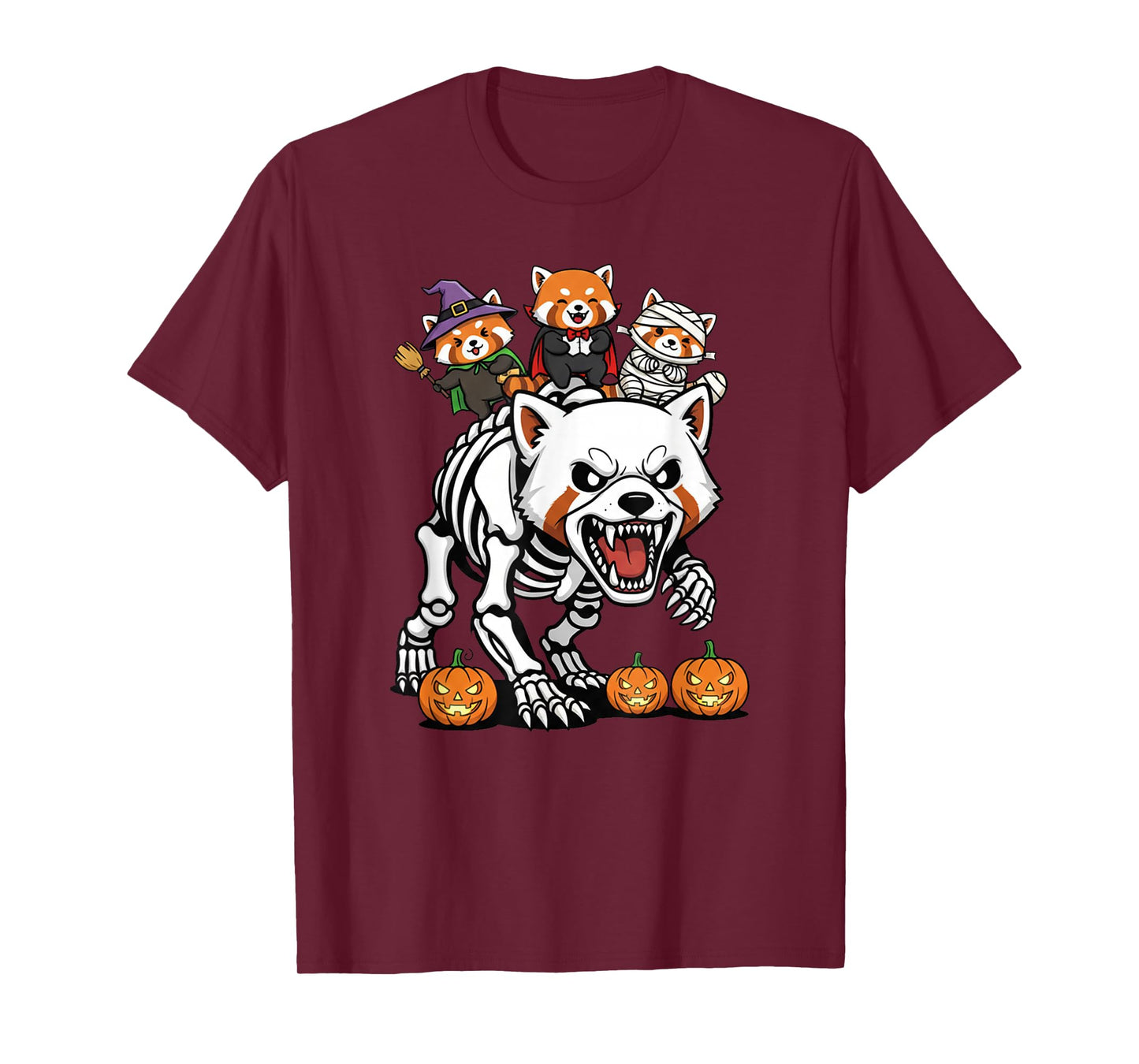Red Panda Skeleton Mummy Witch Halloween Kids Mens Womens T-Shirt