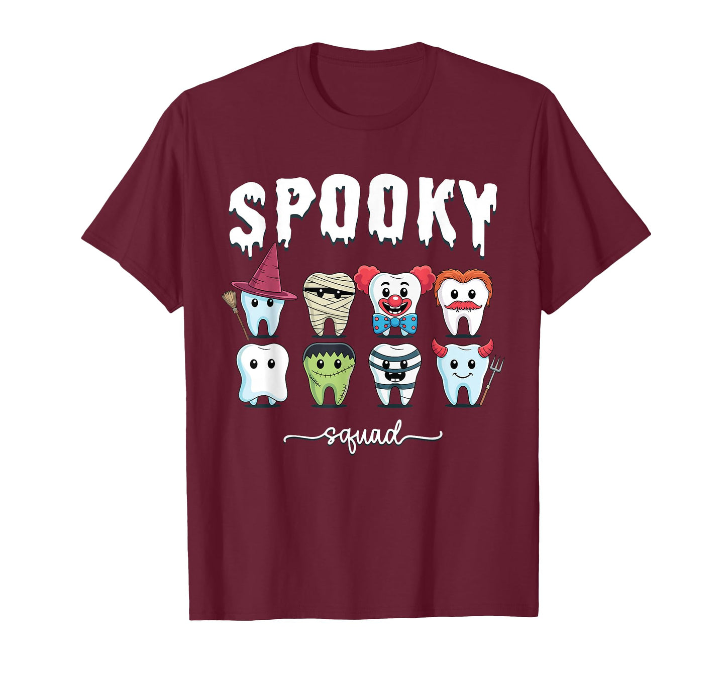 Cute Teeth Funny Costume Spooky Squad Halloween Dentist T-Shirt