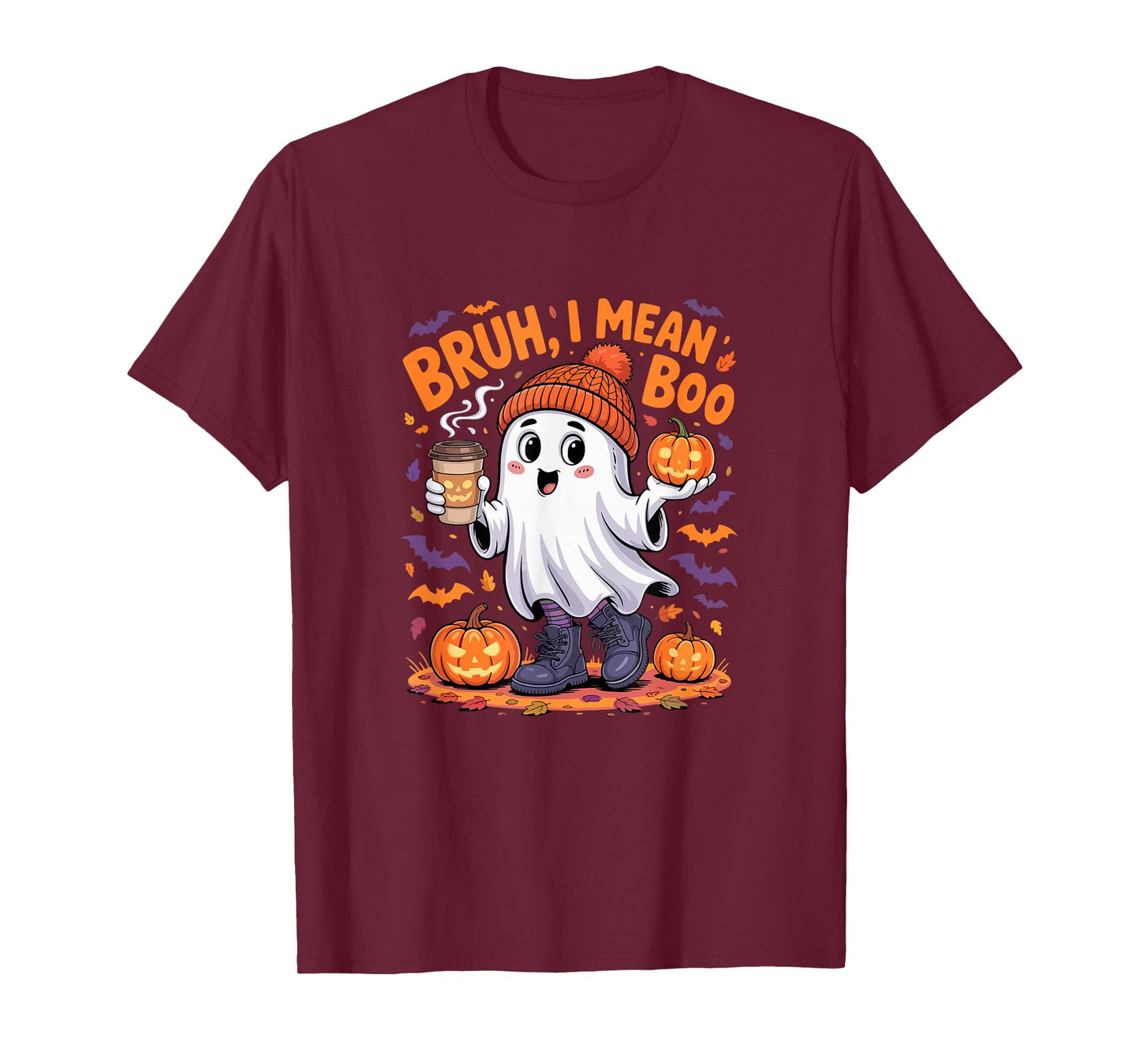 I Mean Boo Funny Joke Boo Ghost Drinking Coffee Halloween T-Shirt