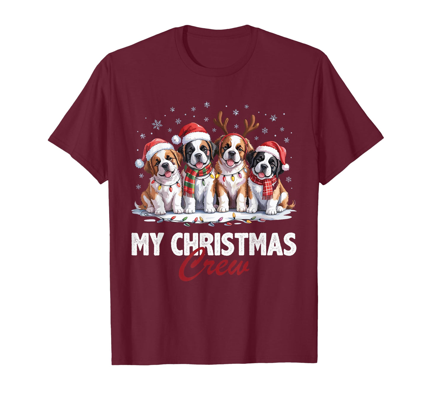 Saint Bernard Christmas Crew Funny Dog Lovers Holiday Pajama T-Shirt