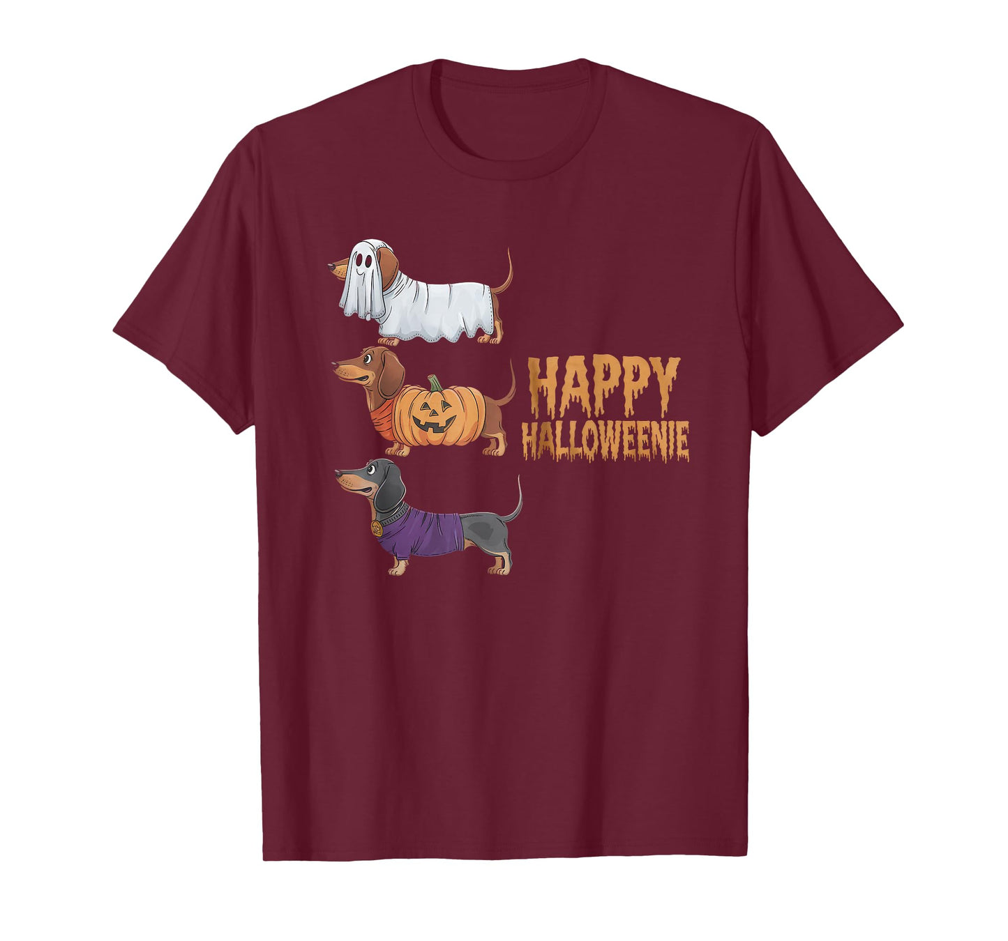 Happy Halloweenie Tshirt Women Men Wiener Monster Party T-Shirt