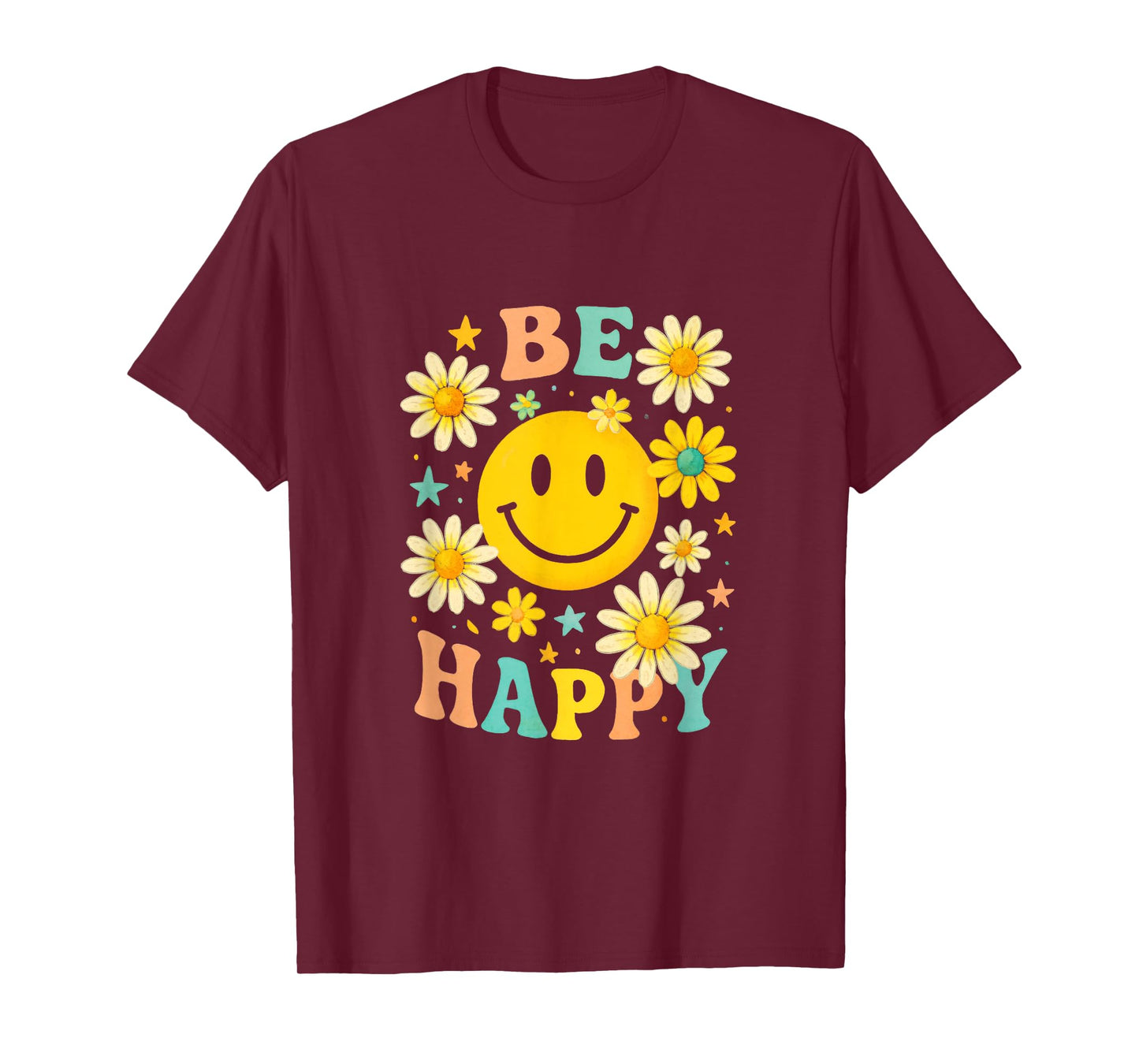 Be Happy - Retro Checkered Pattern Vintage T-Shirt