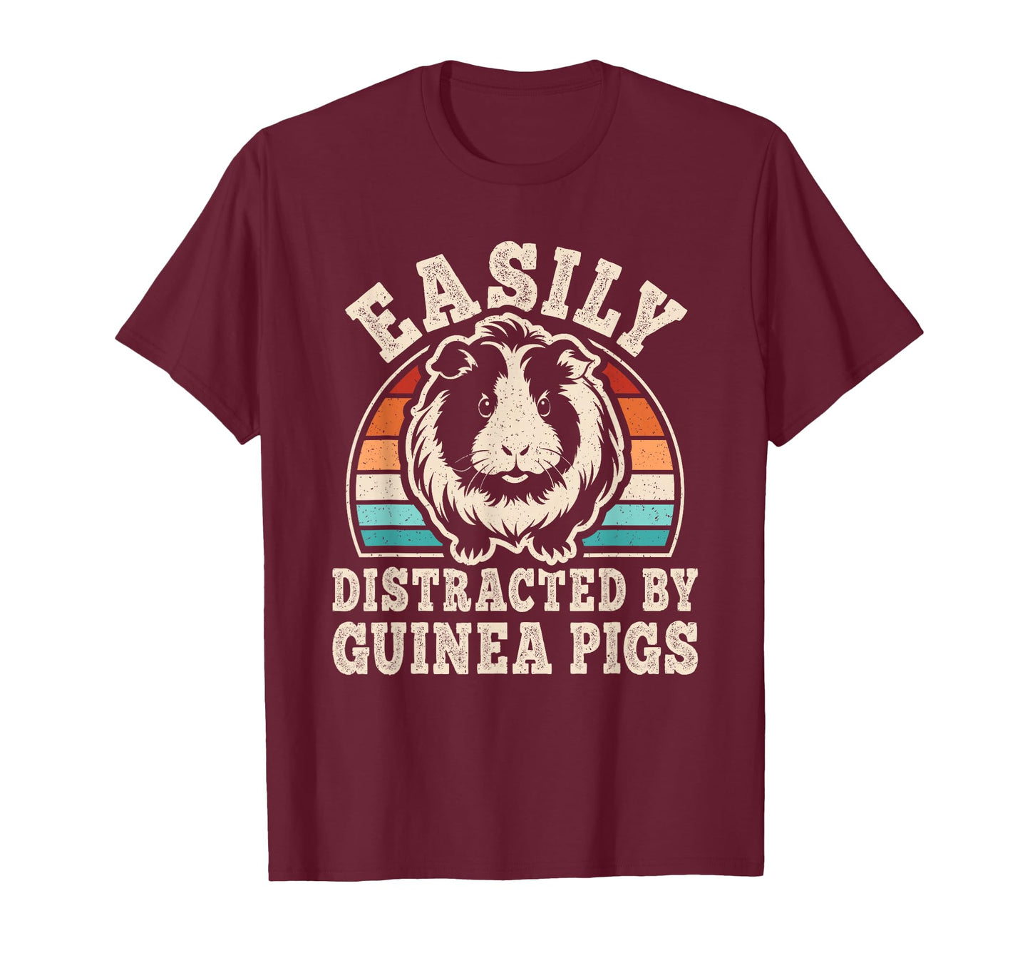Easily Distracted by Guinea Pigs Retro Men Women T-Shirt