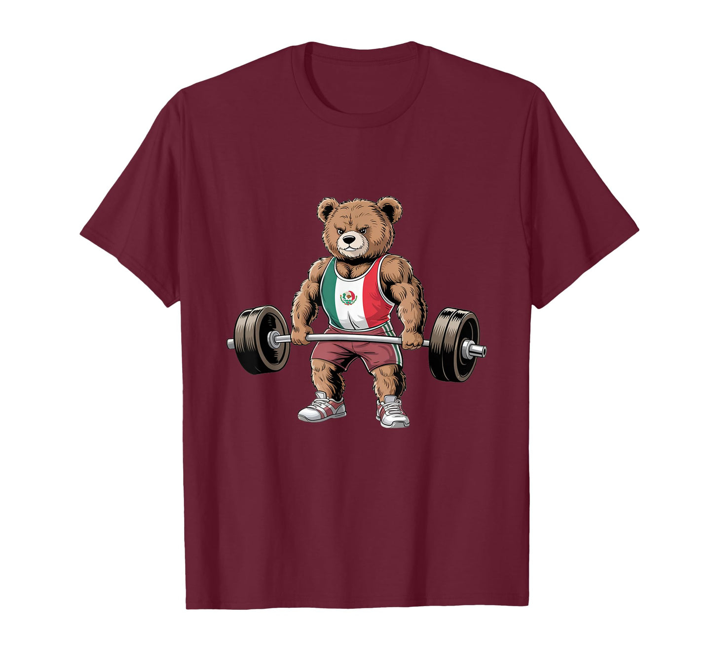 Funny teddy bear mexican flag Lifting Weights Gym Workout T-Shirt