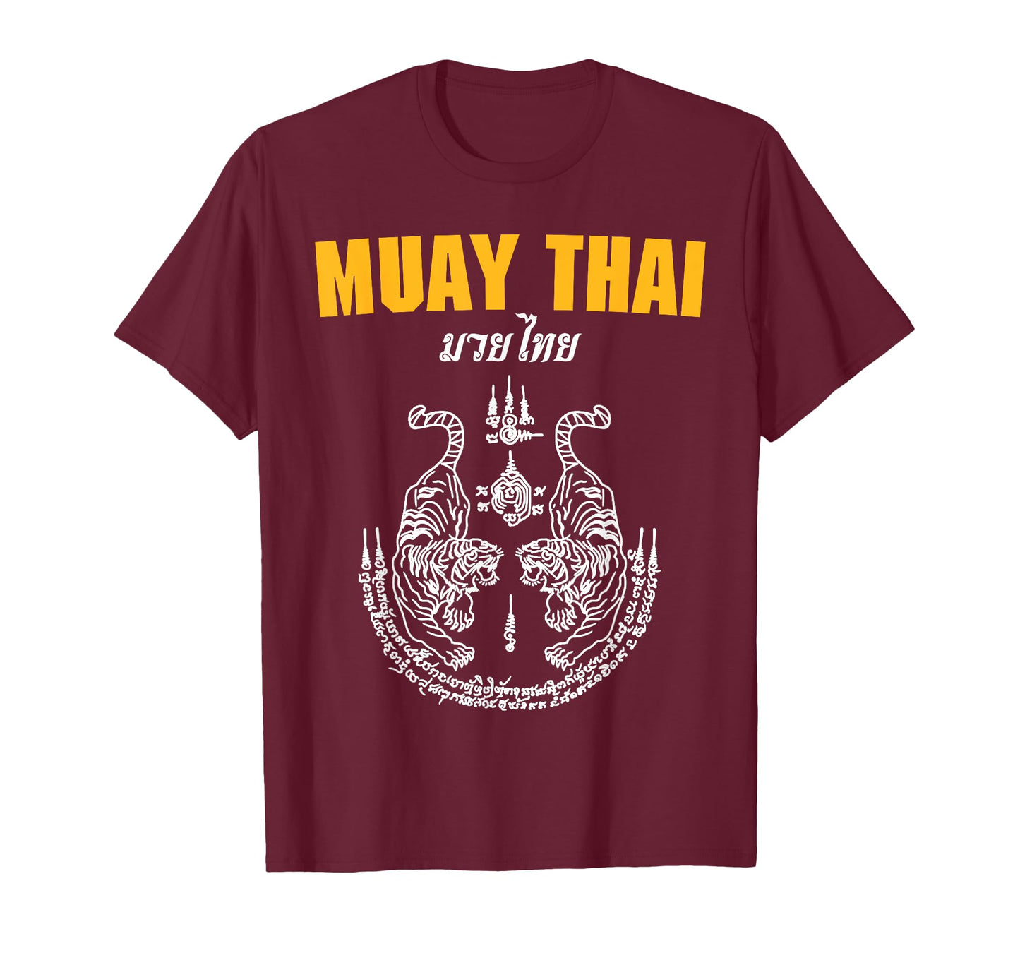 MMA Sak Yant Muay Thai Tattoo Twin Tiger Martial Art Short T-Shirt