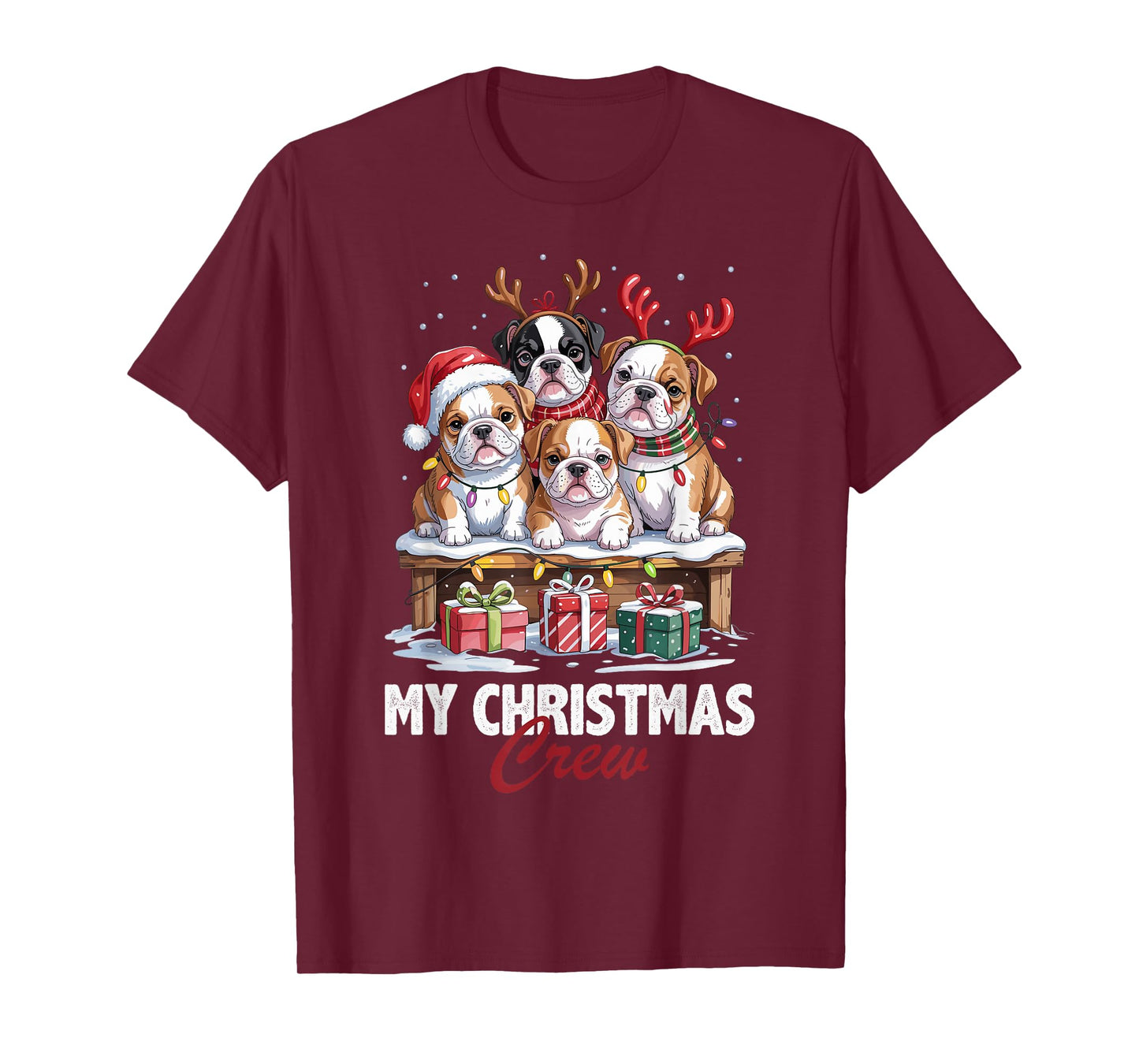 Bulldog Christmas Crew Funny Dog Lovers Holiday Pajama T-Shirt
