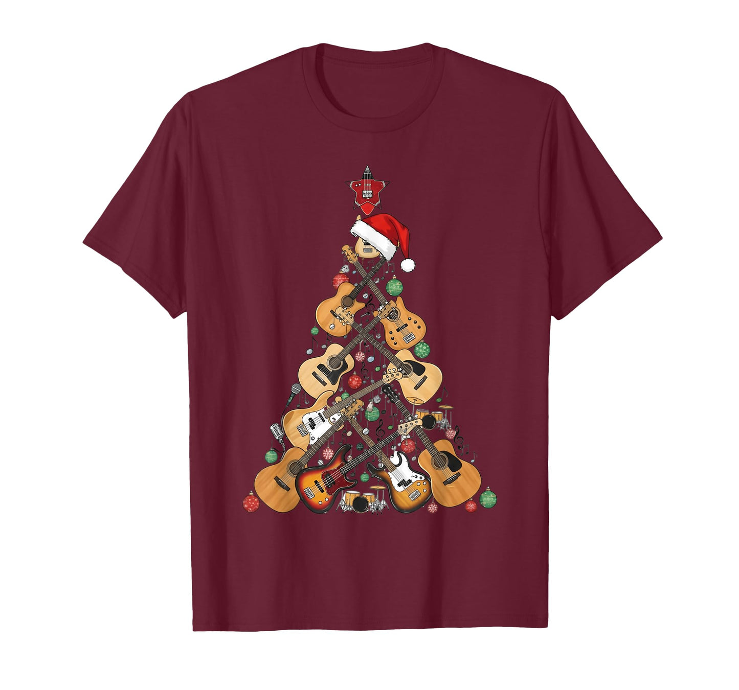 Guitar Christmas Tree Xmas Funny Graphic Boys Men Guitarist T-Shirt