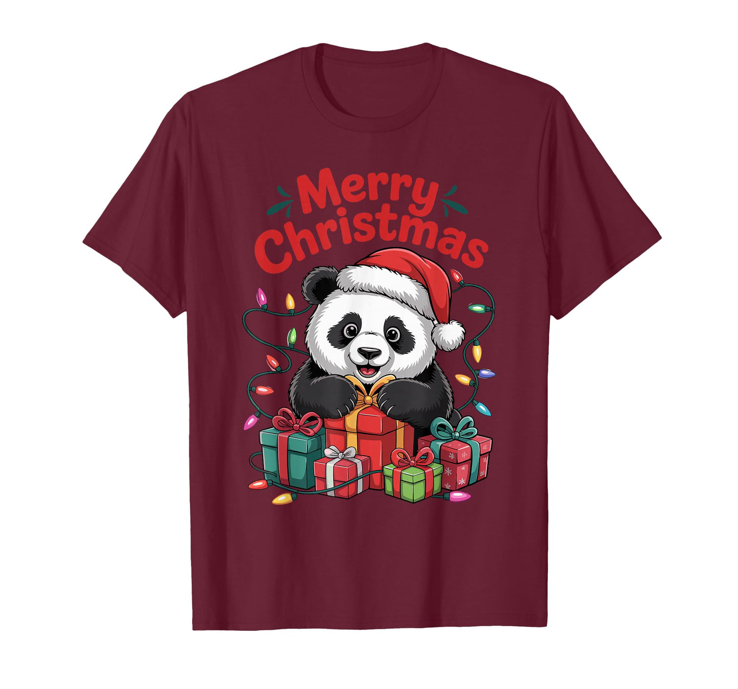 Panda Santa Hat Christmas Design Funny Animal Lovers Holiday T-Shirt