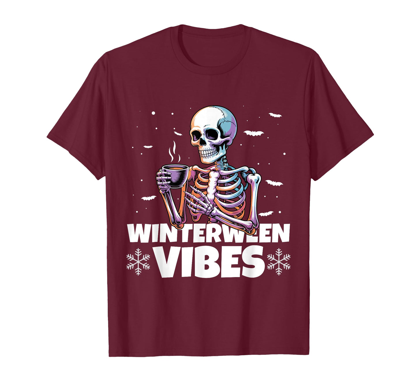 Winterween Vibes Winter Halloween Christmas Skeleton T-Shirt