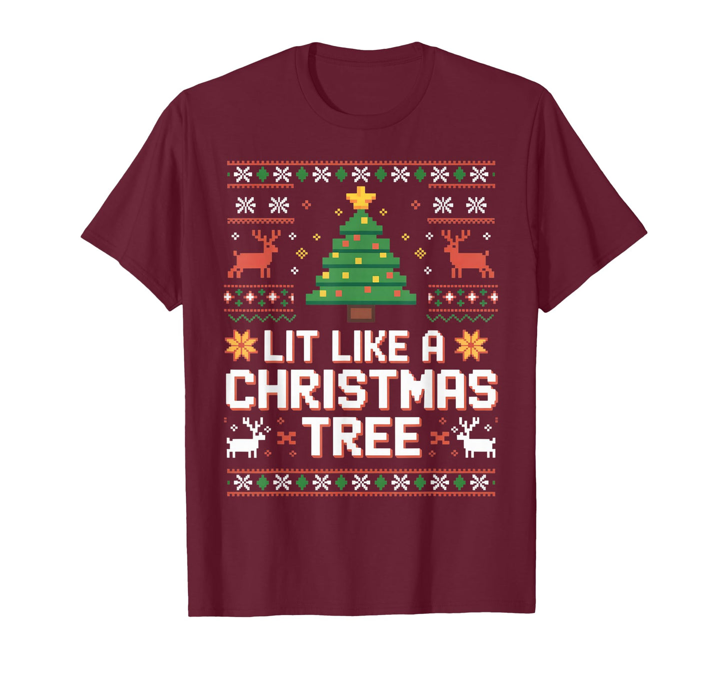 Lit Like A Christmas Tree Xmas Funny Holiday Party Humor T-Shirt