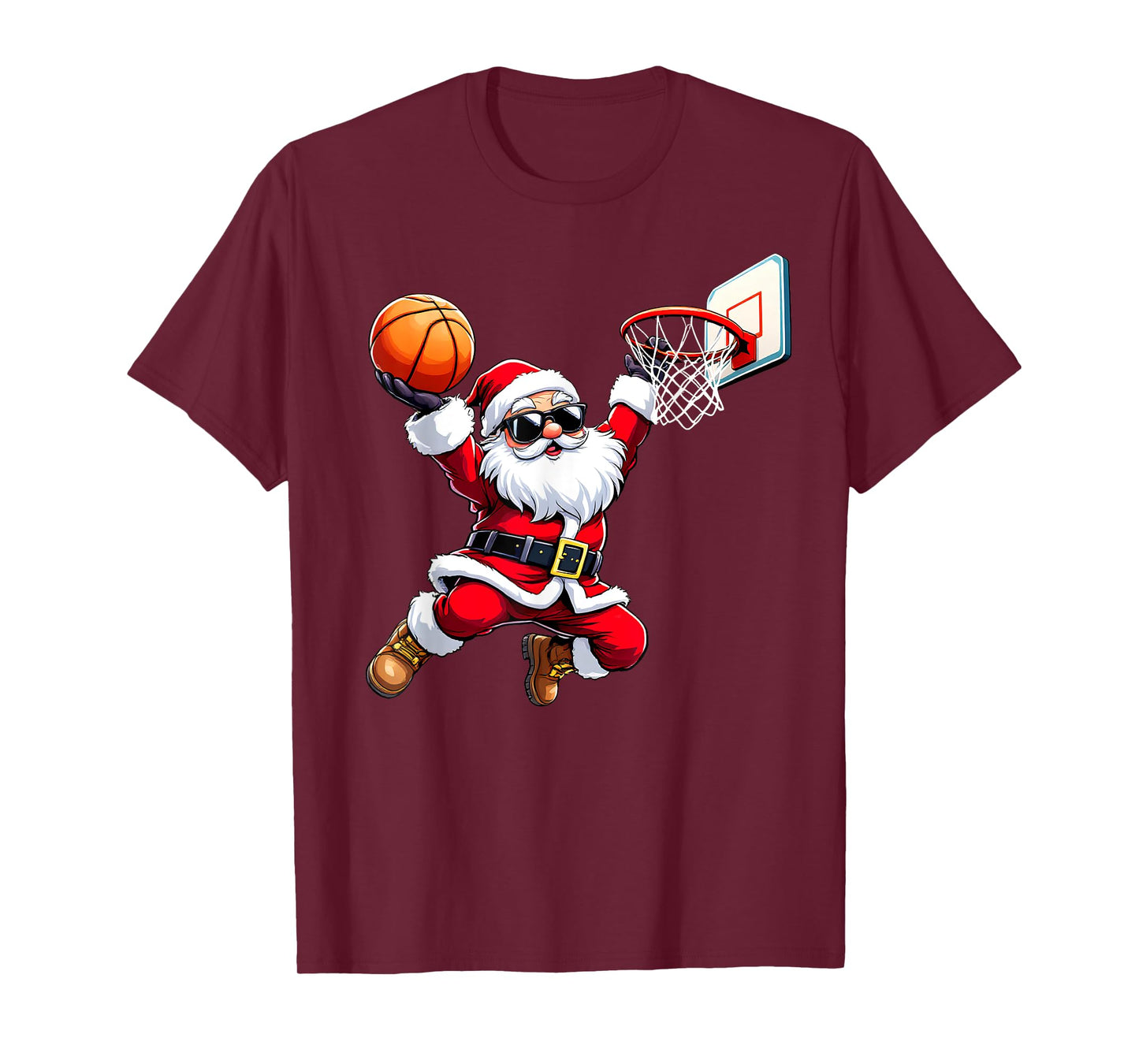 Christmas Santa Claus Dunking A Basketball Mens Boys Kids T-Shirt