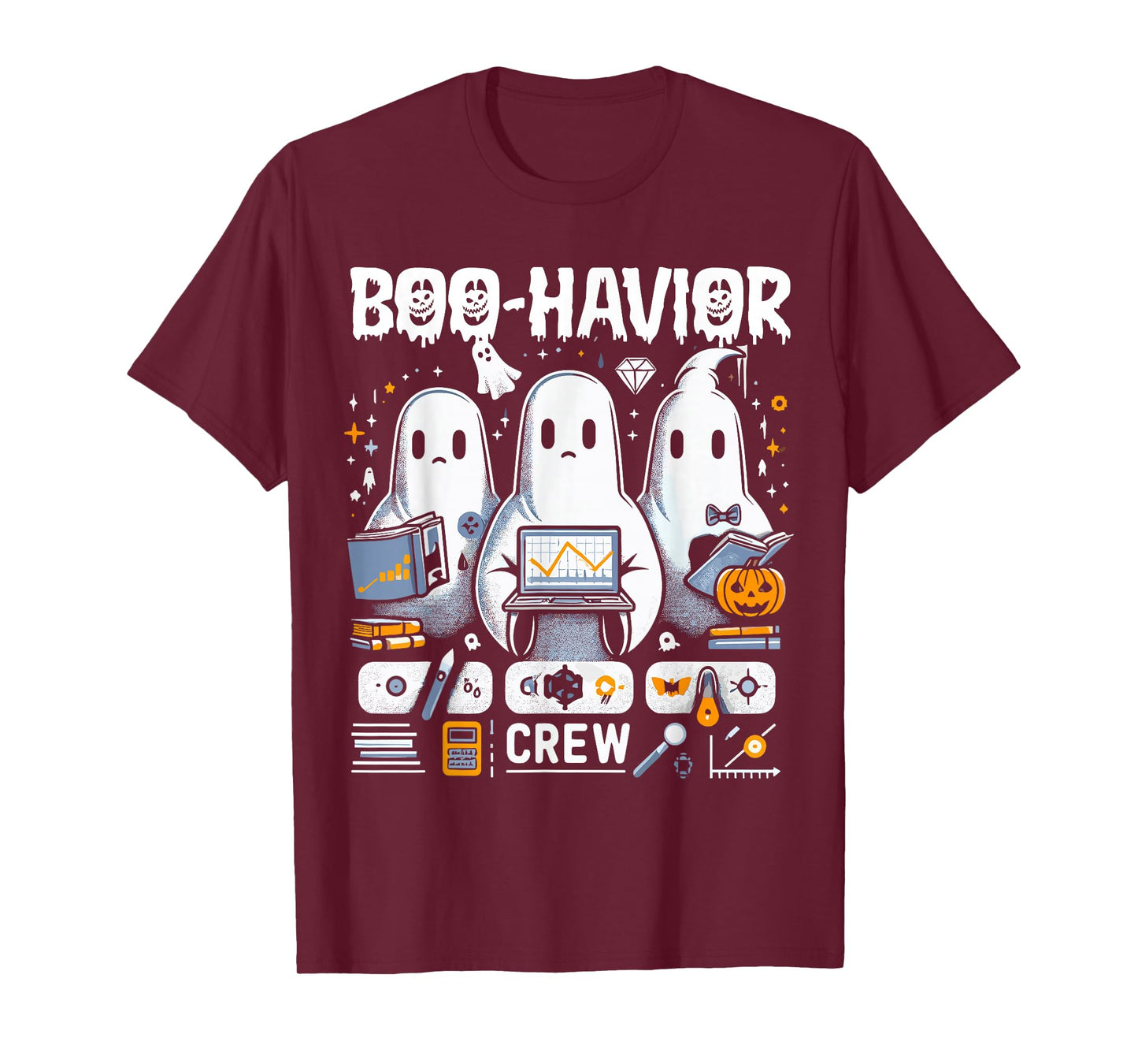 Behavior Analyst Halloween ABA Cute Ghost Boo-Havior Crew T-Shirt
