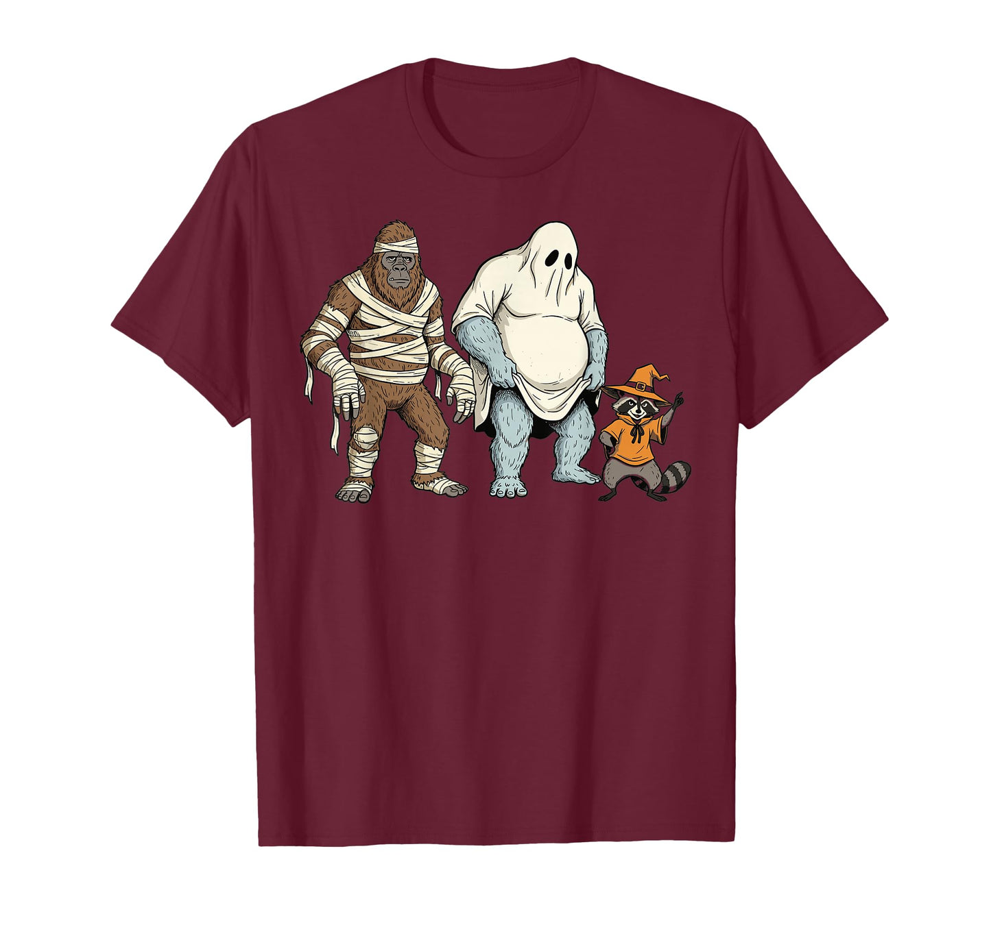 Funny Halloween Bigfoot Yeti Raccoon Costume Party T-Shirt