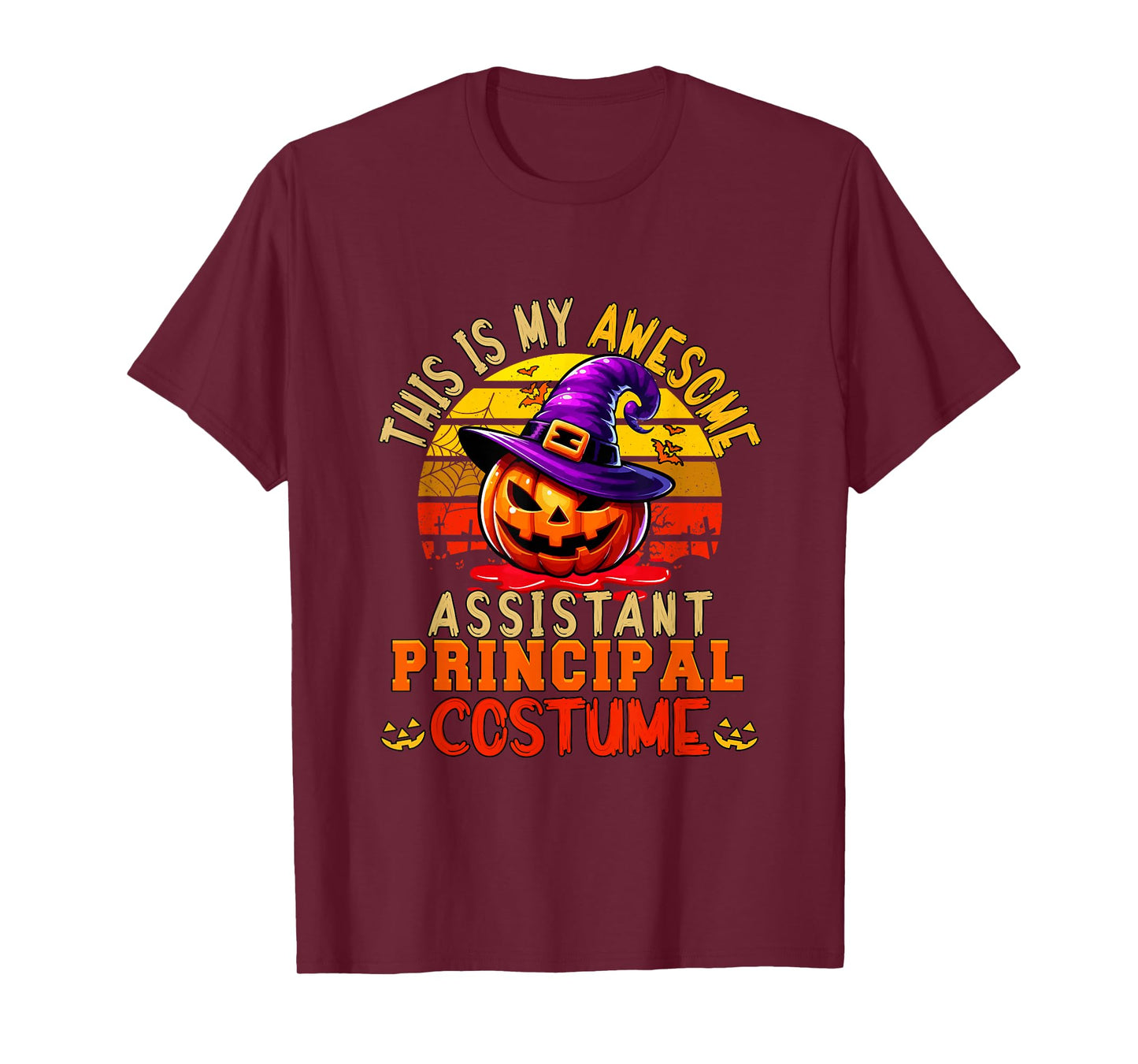 Vintage My Awesome Assistant Principal Horror Carved Pumpkin T-Shirt