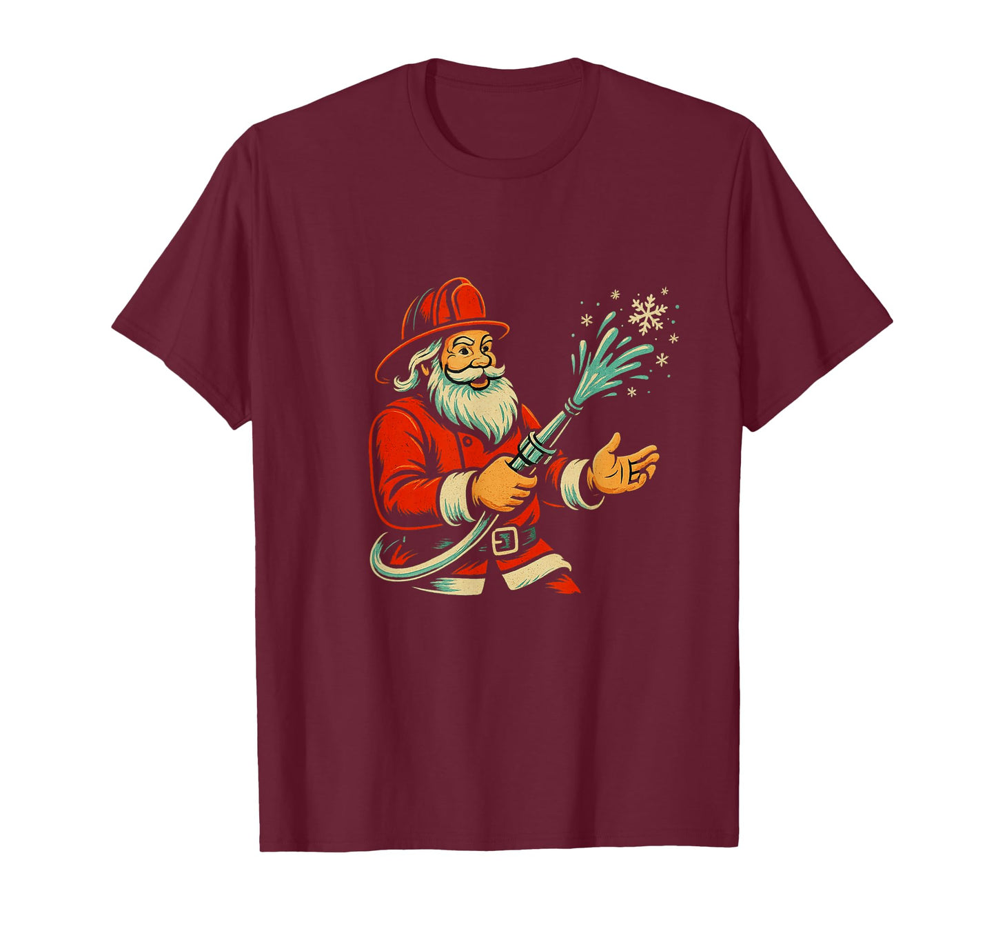 Firefighter Christmas Funny Santa Claus Fireman T-Shirt