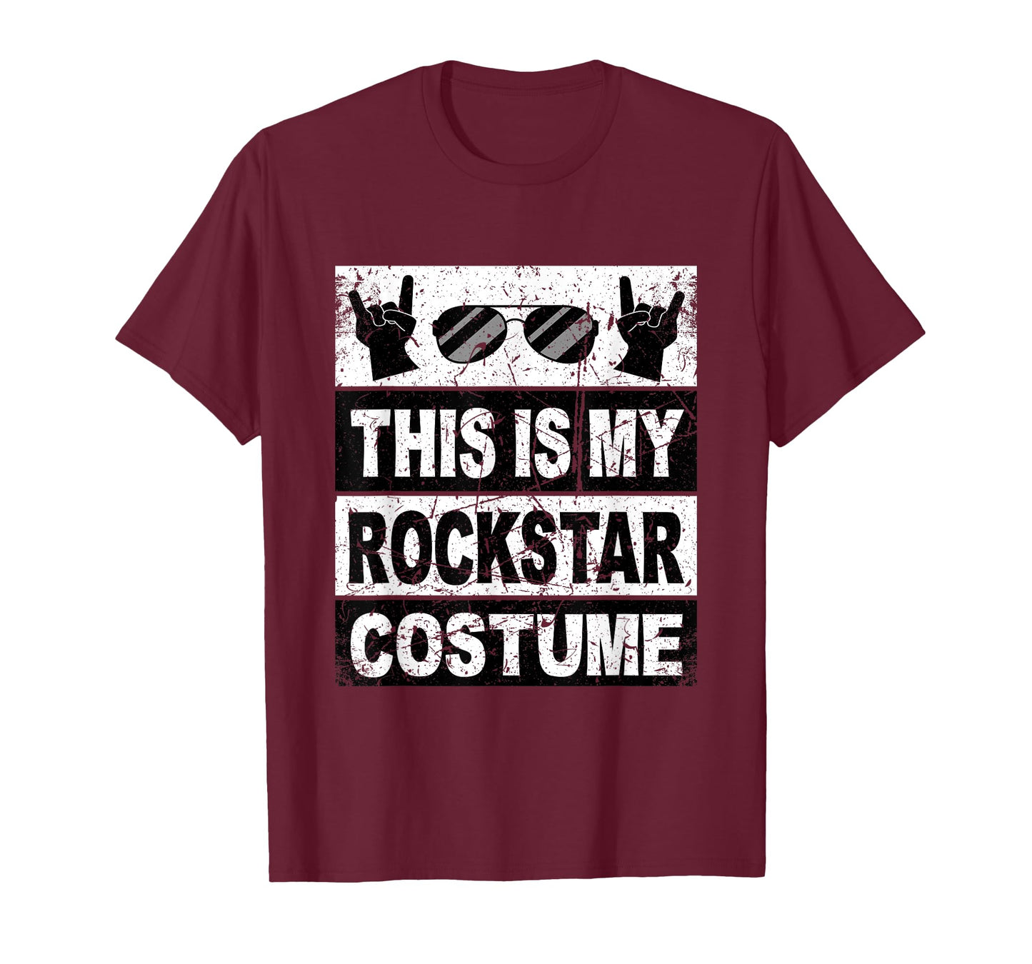 Retro Rockstar Costume Outfit Men Women Kids Adult Rock Star T-Shirt