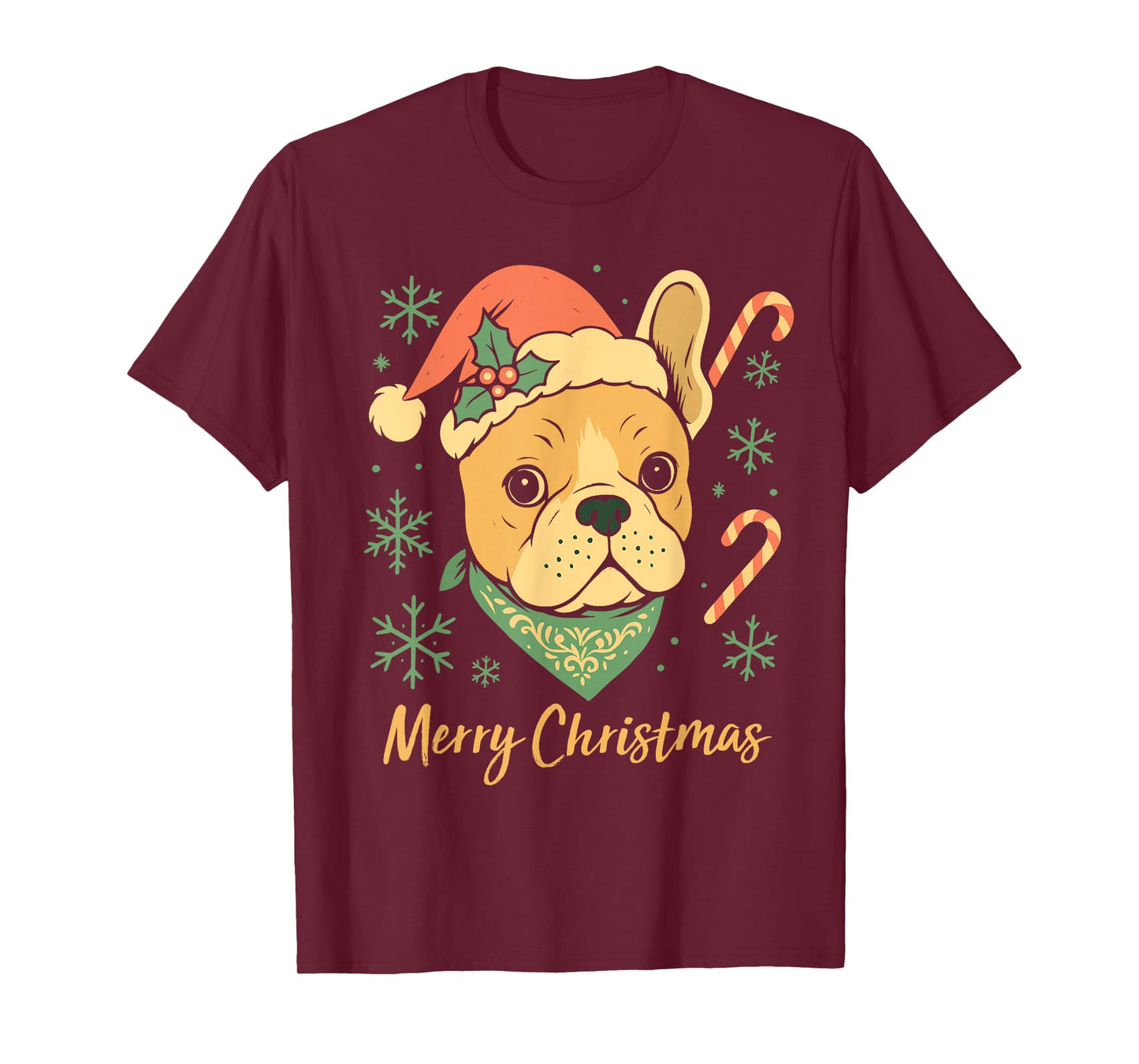 French Bulldog Lovers Merry Christmas Santa Hat Xmas Family T-Shirt