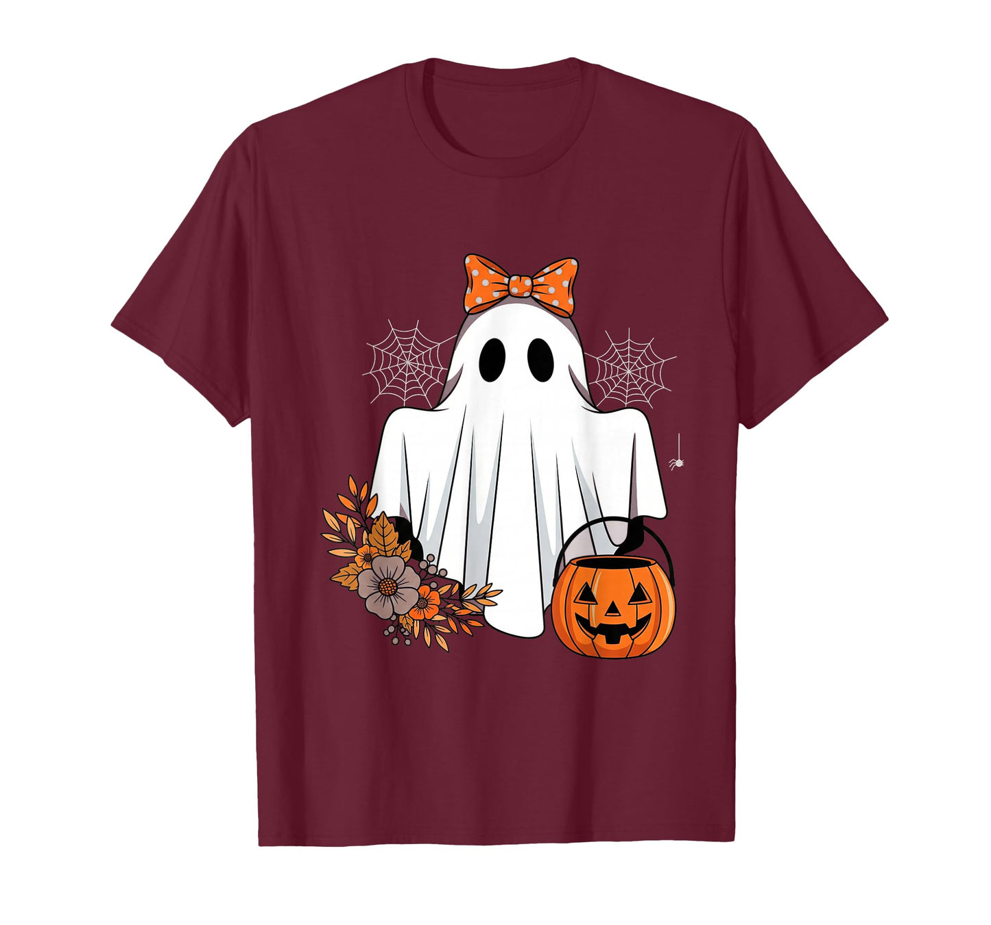 Coquette Ghost Halloween Flower Ghost Spooky Lace Ghost T-Shirt