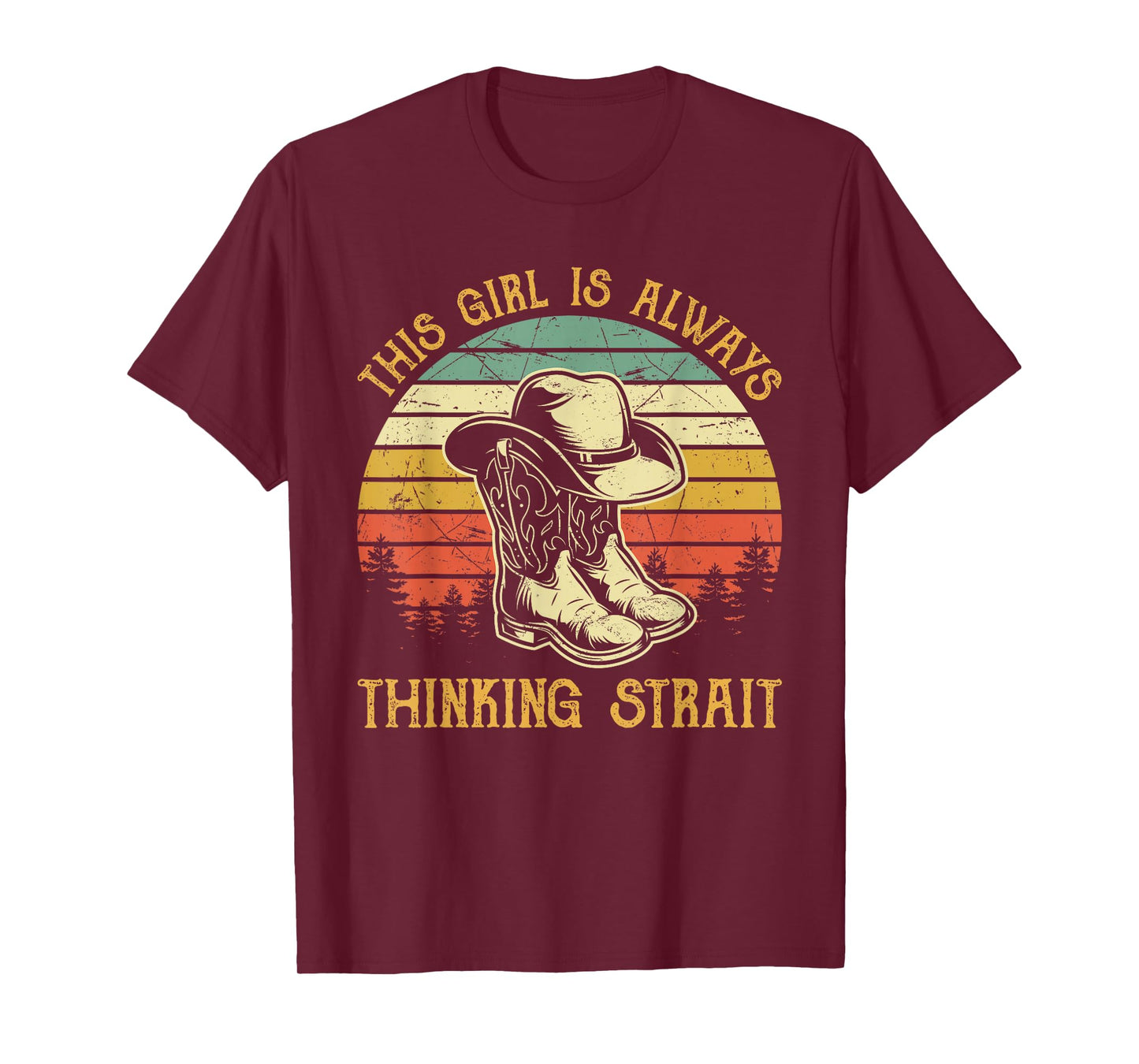 This Girl Is Always Thinking Strait Country Western Cowgirl T-Shirt