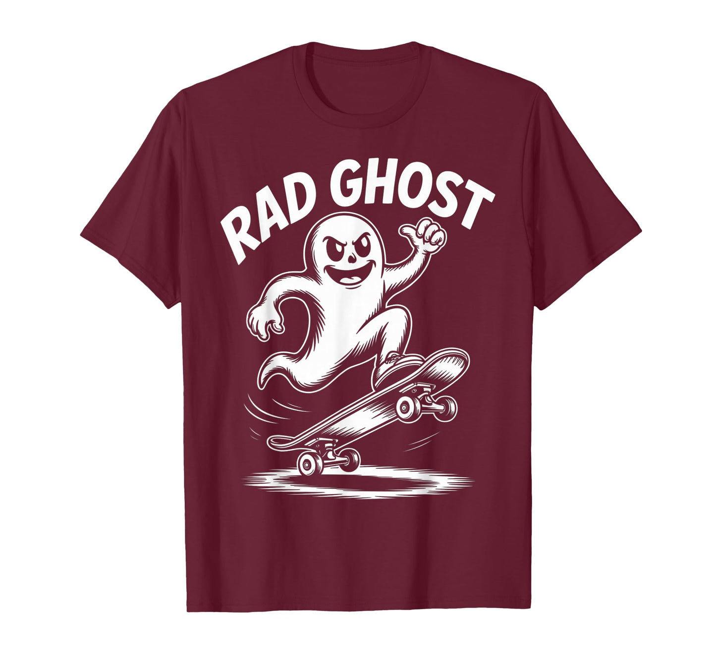 Funny Ghost On Skateboard Retro Halloween Costume Kids Boys T-Shirt