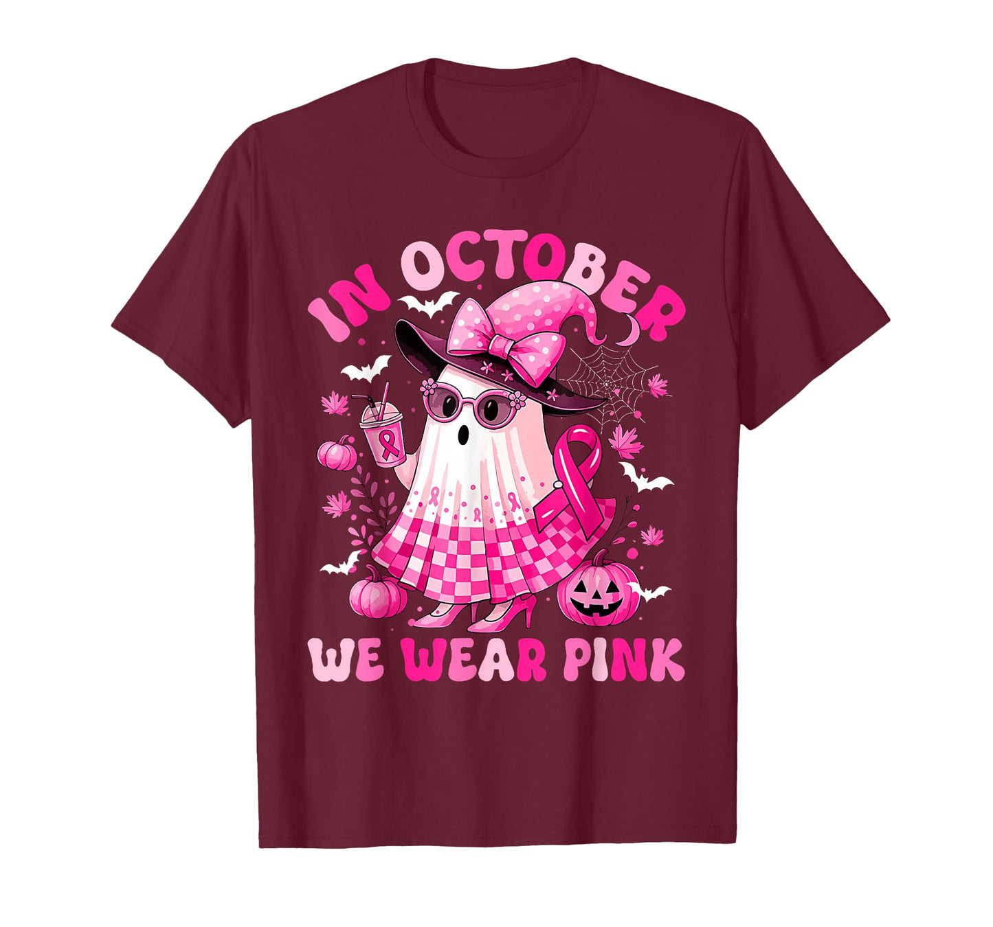 Breast Cancer Halloween Women in October We Wear Pink T-Shirt