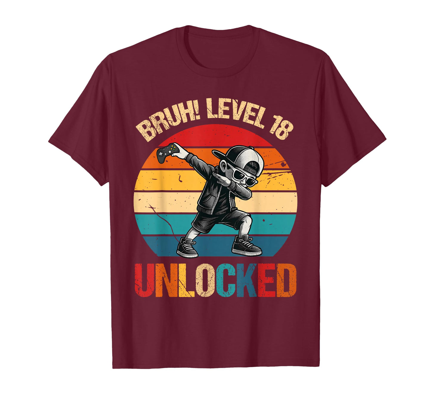 18 Years Old Dabbing Boy Bruh 18th Level Unlocked Birthday T-Shirt
