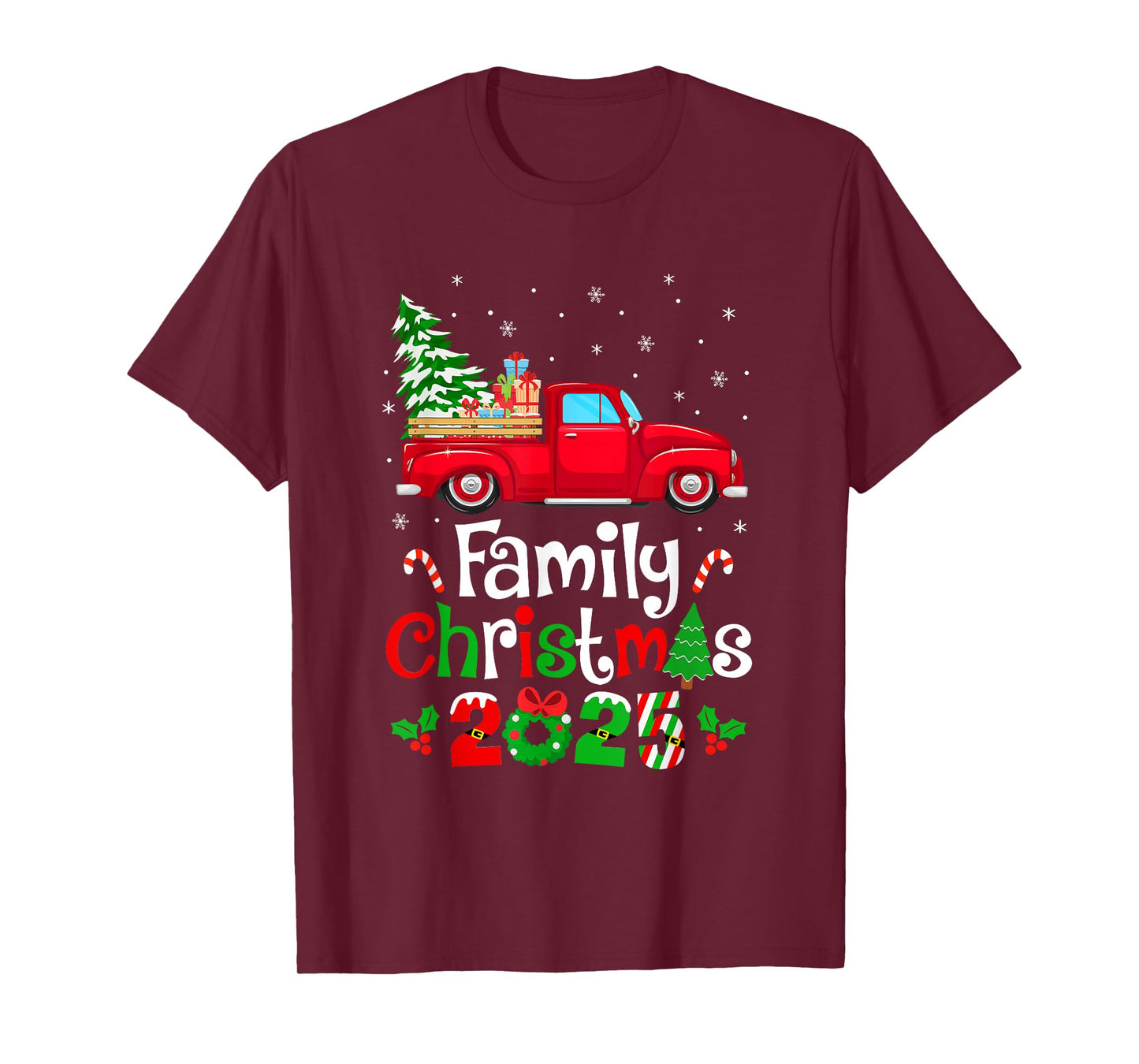 Family Christmas 2025 Truck Tree Squad Matching Xmas Team T-Shirt