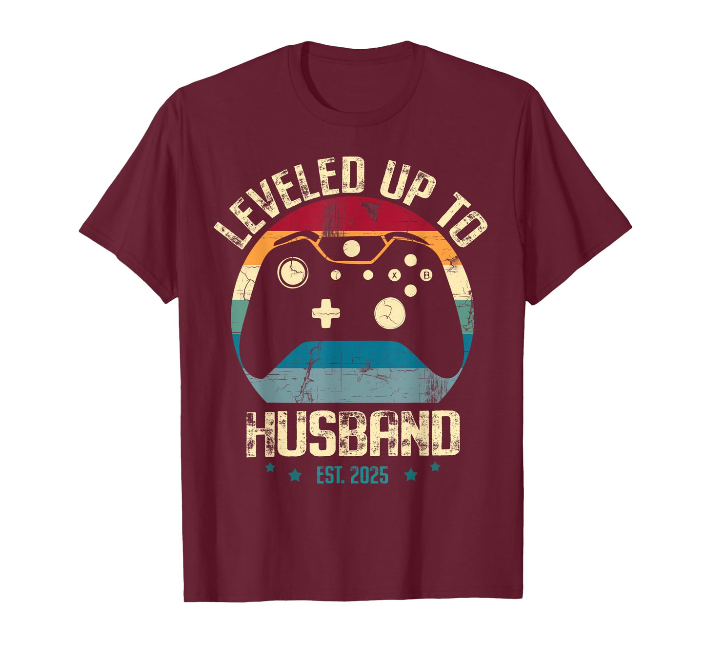 Leveled Up To Husband est 2025 Newly Married Gamer Bachelor T-Shirt
