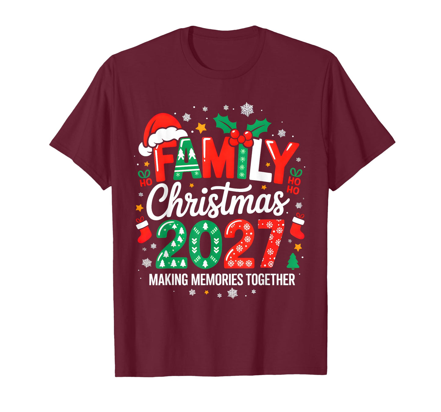 Family Christmas 2027 Squad Santa Elf Xmas Matching Costume T-Shirt