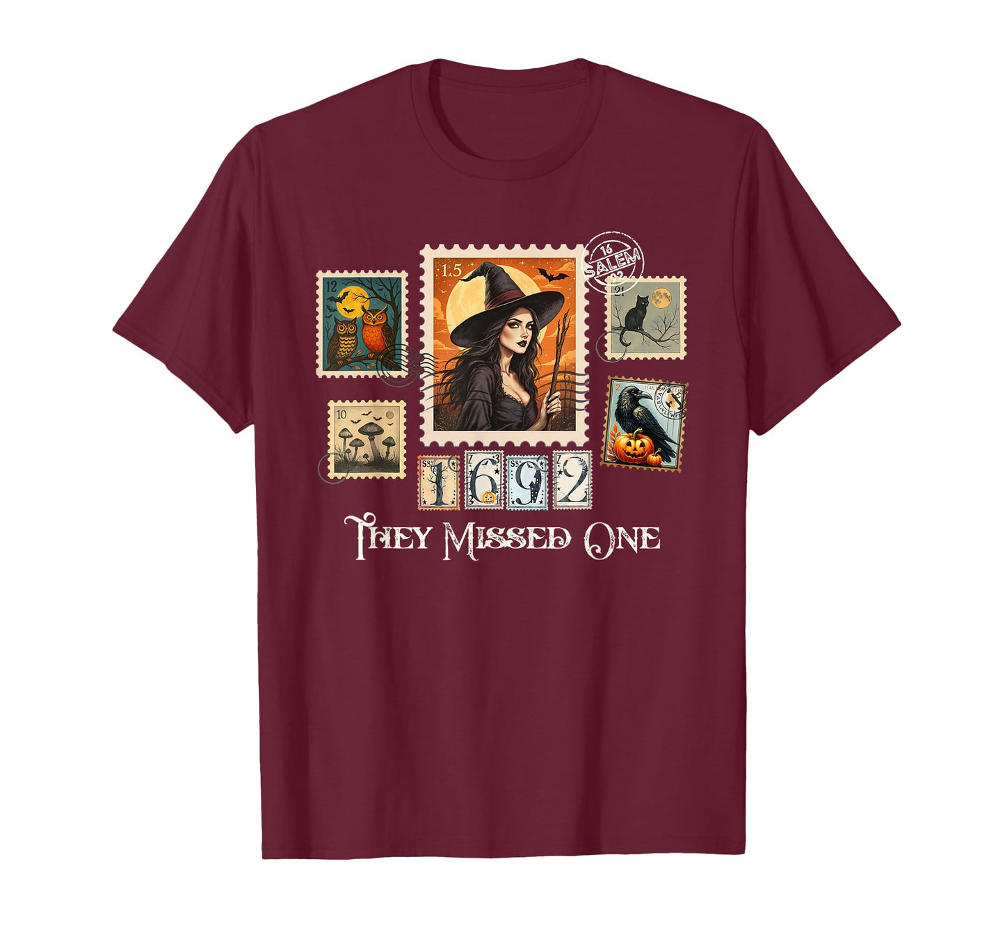 Halloween Postage Stamps Witch Salem They Missed One 1692 T-Shirt