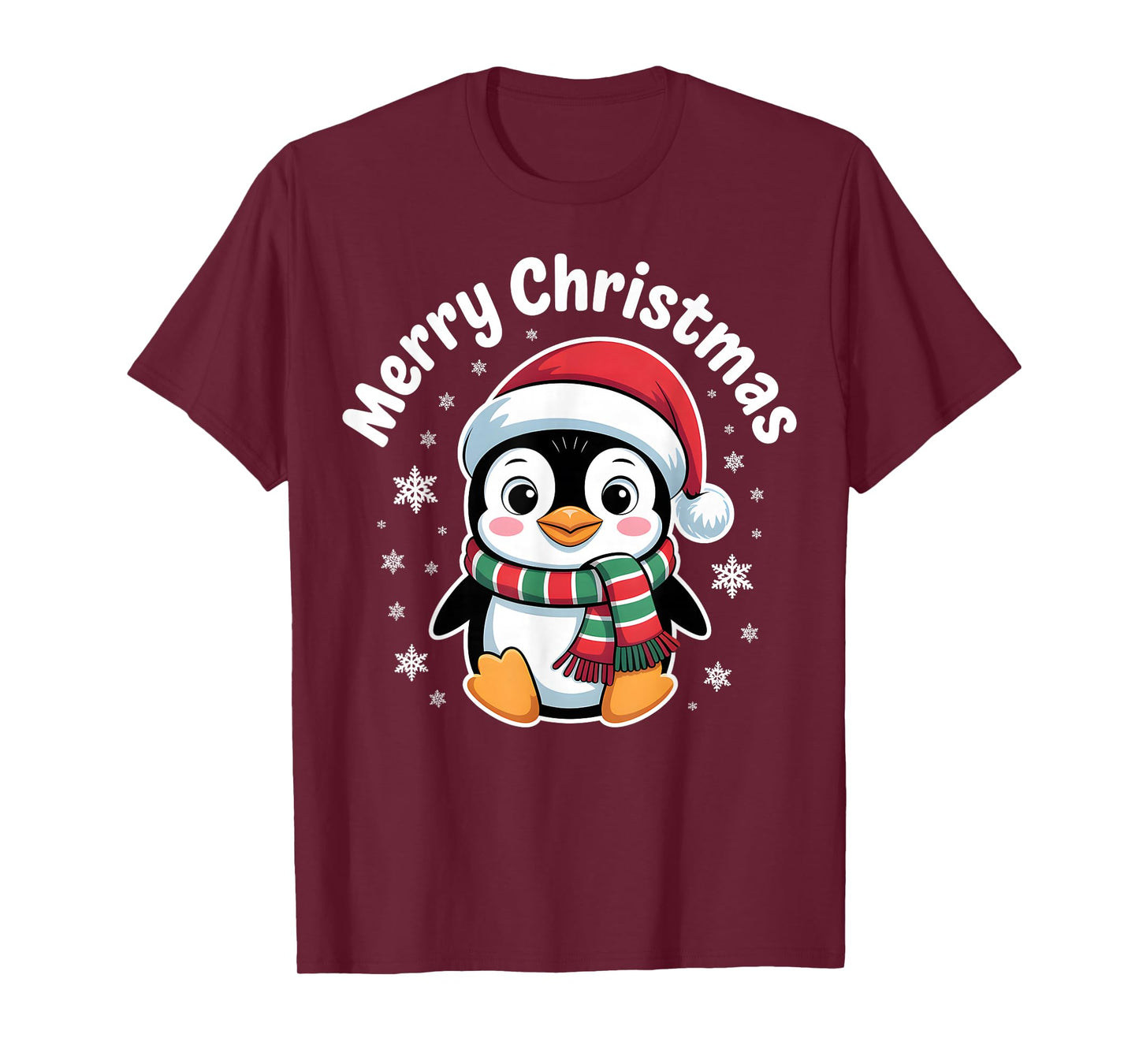 Merry Christmas Penguin Cute Santa Hat Winter Holiday T-Shirt